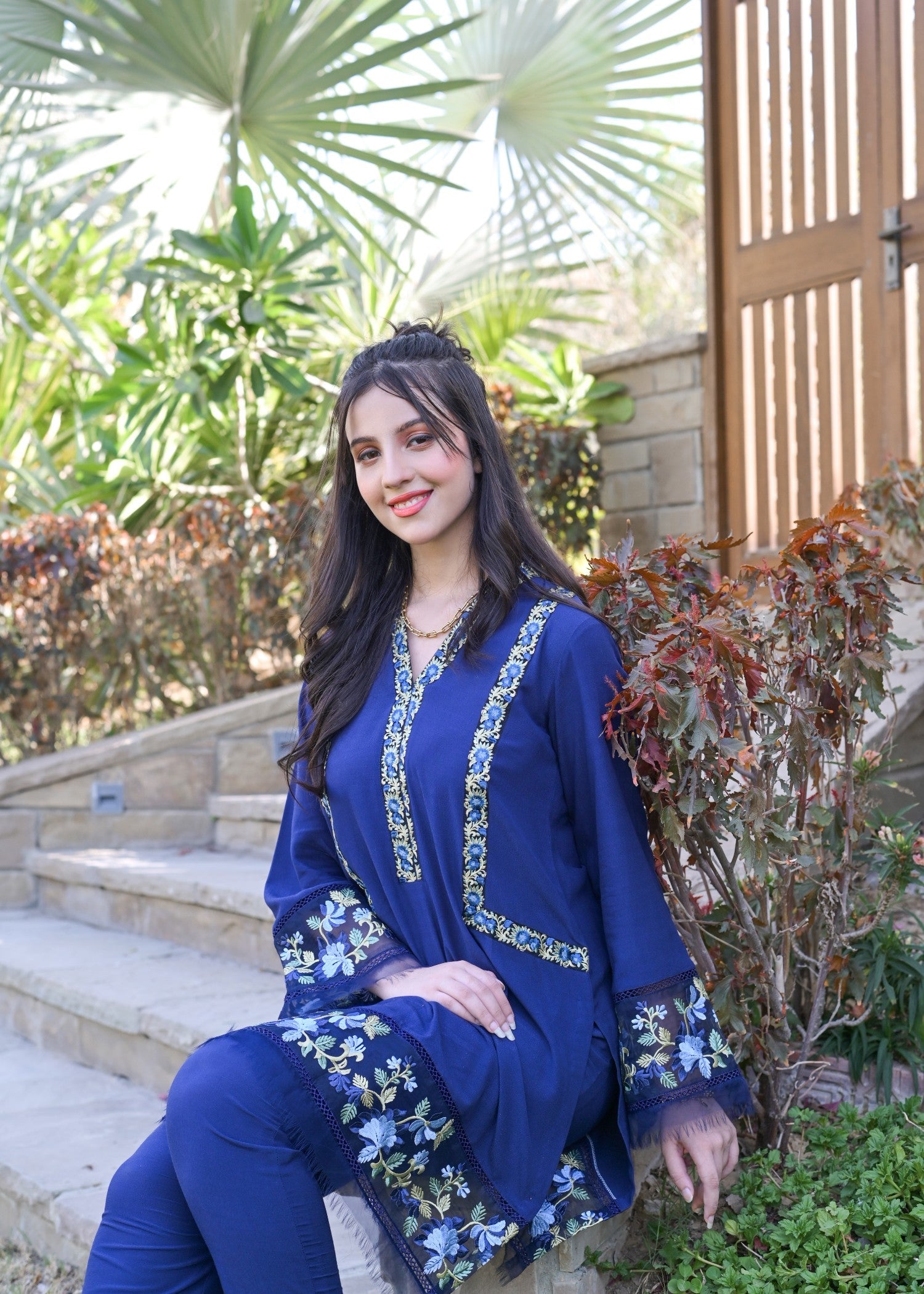cotton silk Kurta Set in Royal blue