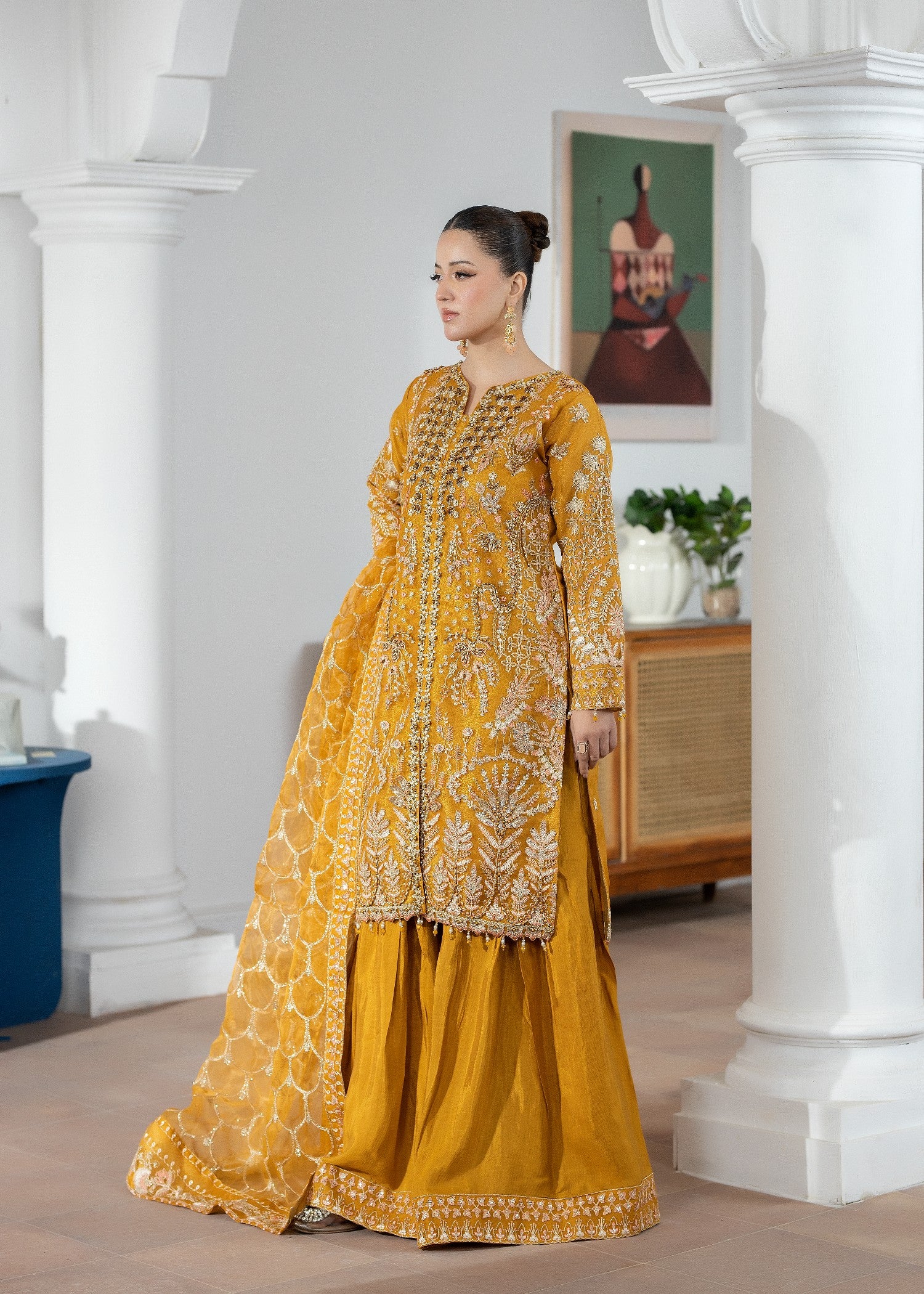 organza Sharara in Mari gold