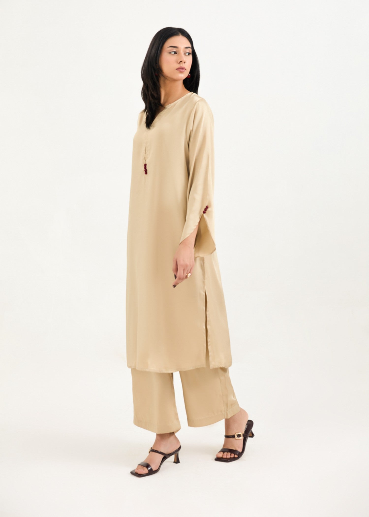 silk Co Ord Sets in Tan brown