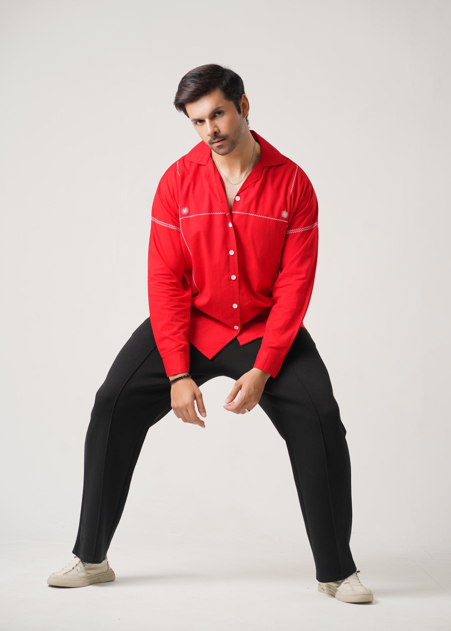 summer khaddar Casual Shirt in Red