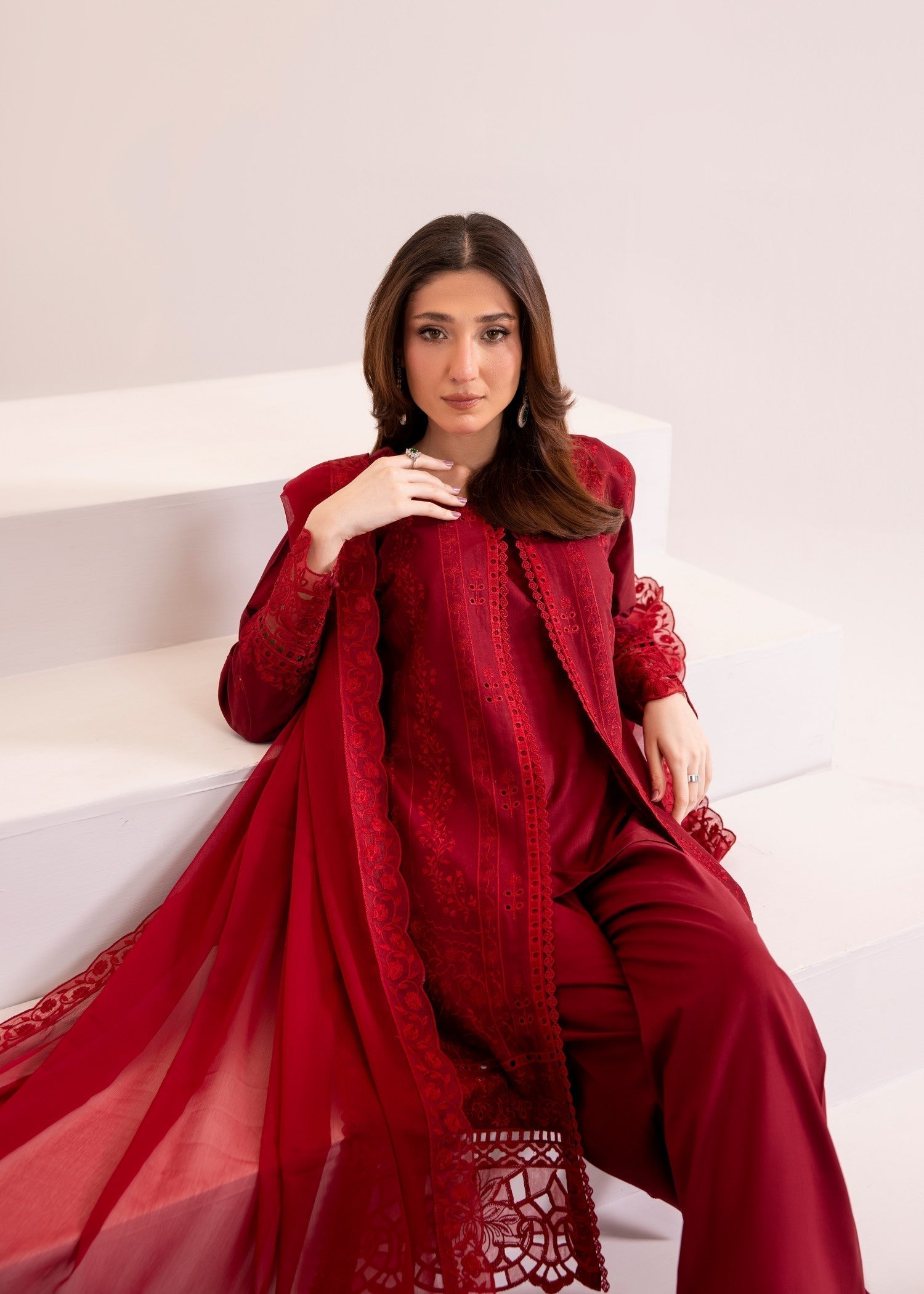 lawn Gown in Maroon