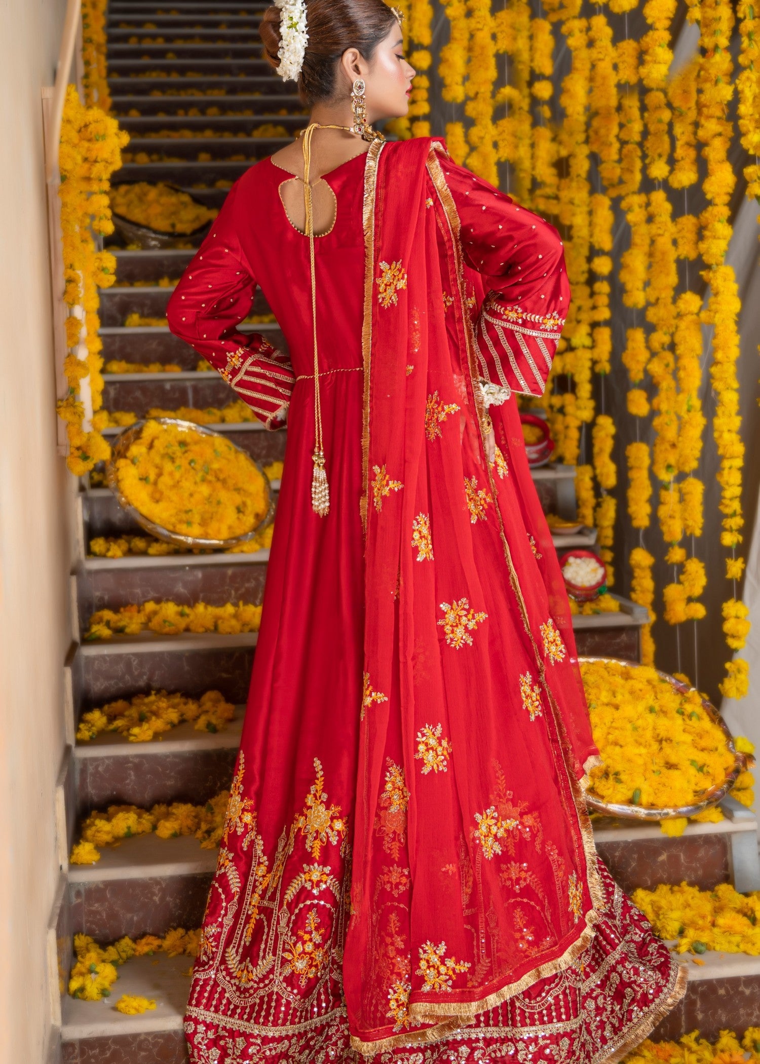 silk Pishwas in Red