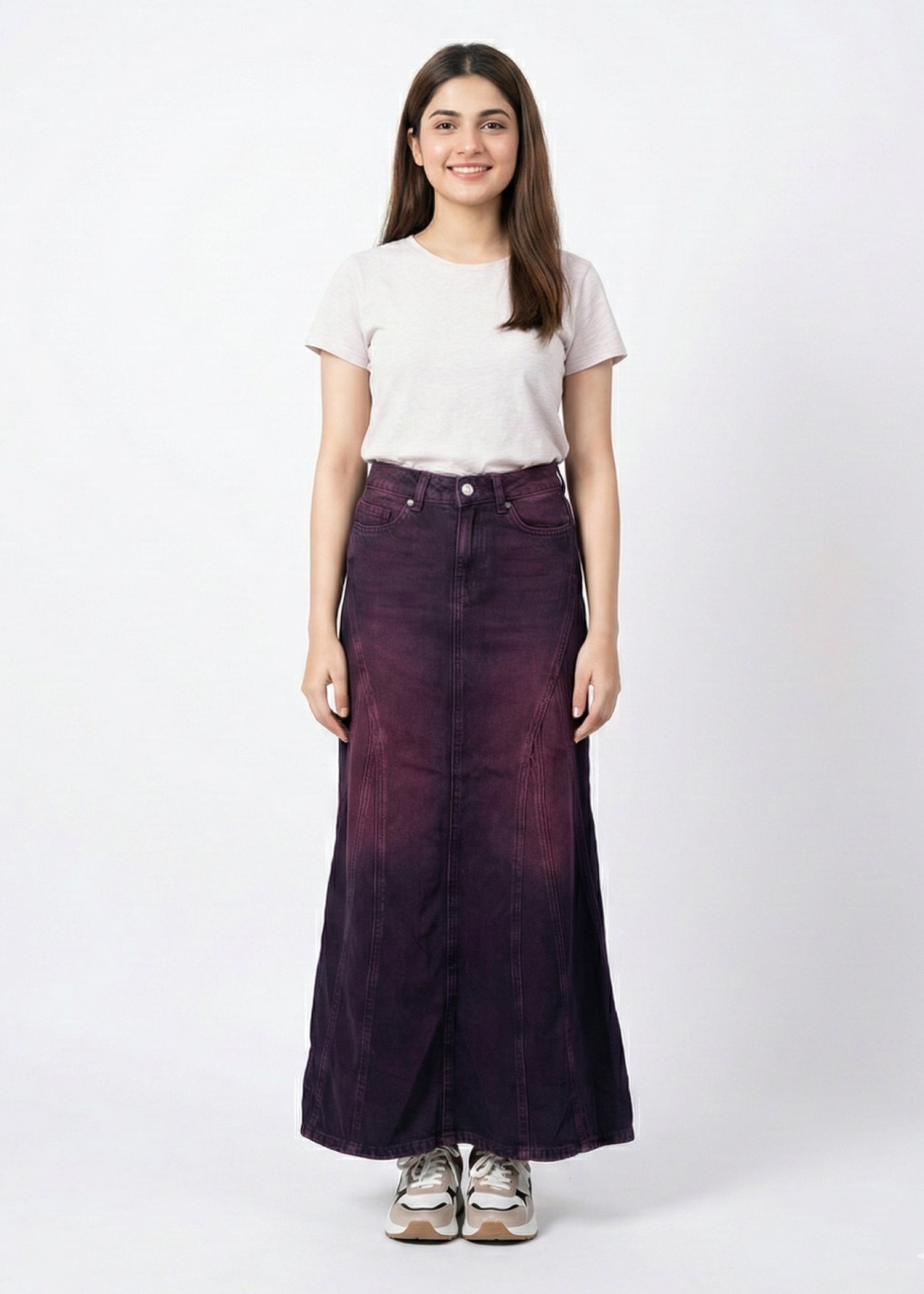 denim Skirt in Wine