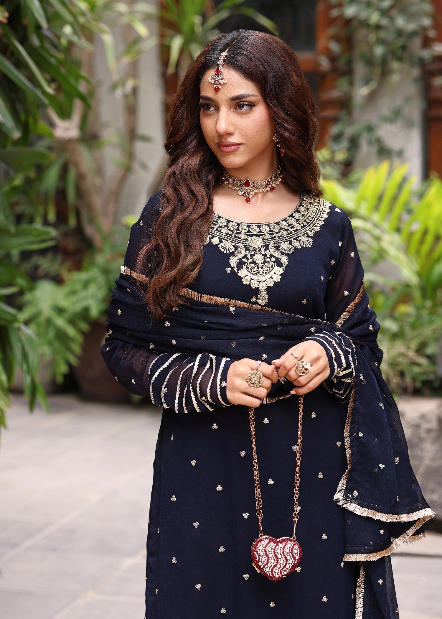 pk chiffon Kurta Set in Navy blue