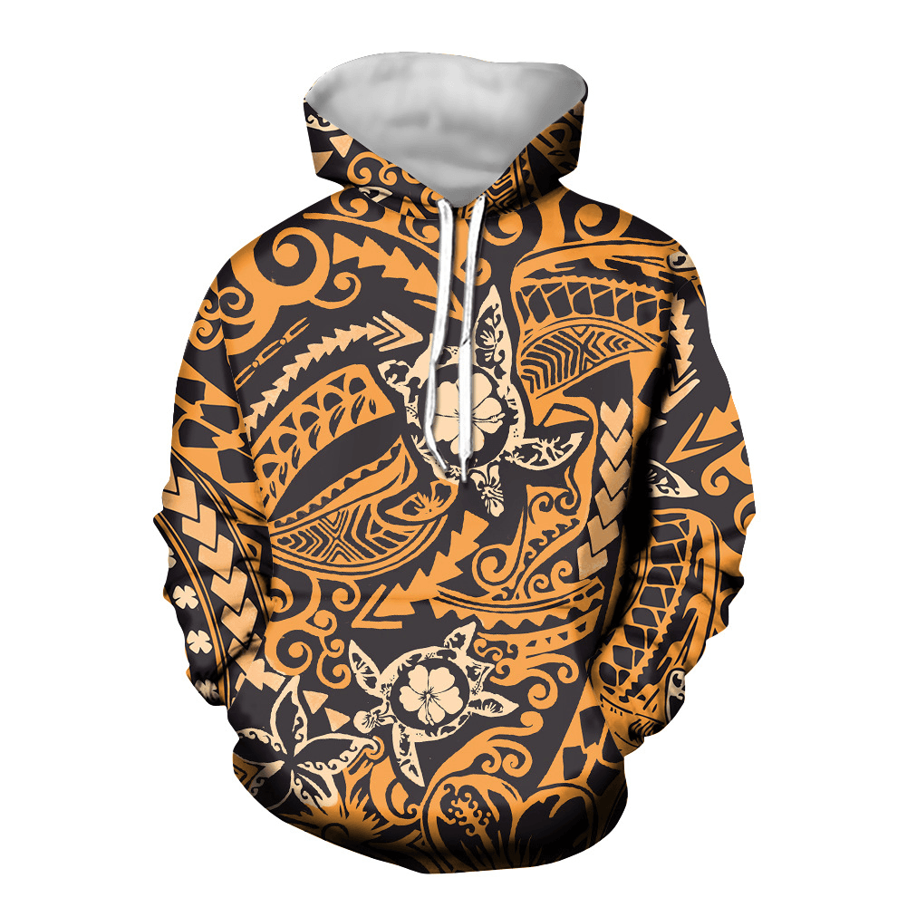 A Low-Order Hooded Sweater Polynesian Turtle Pullover with Pocket Long-Sleeved Top to Customize the New Style