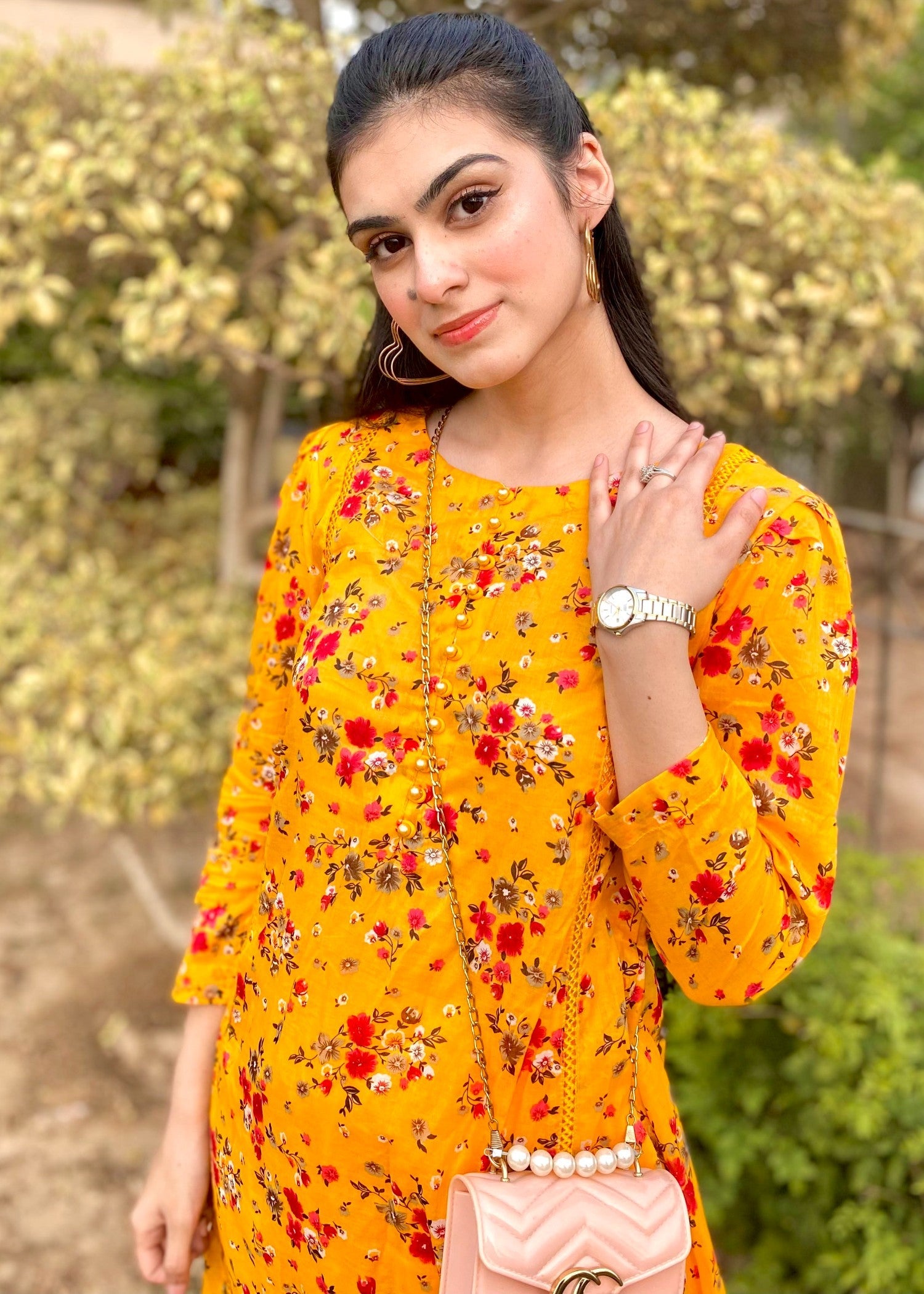 lawn Short Frock in Saffron