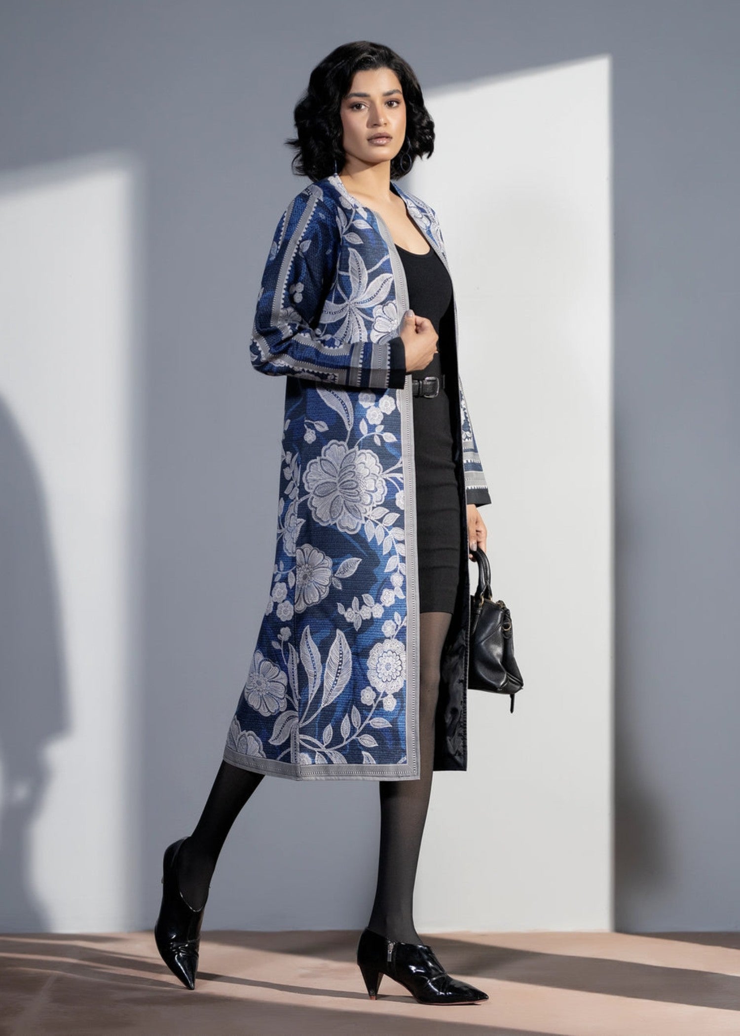 blended cambric Coat in Cobalt blue