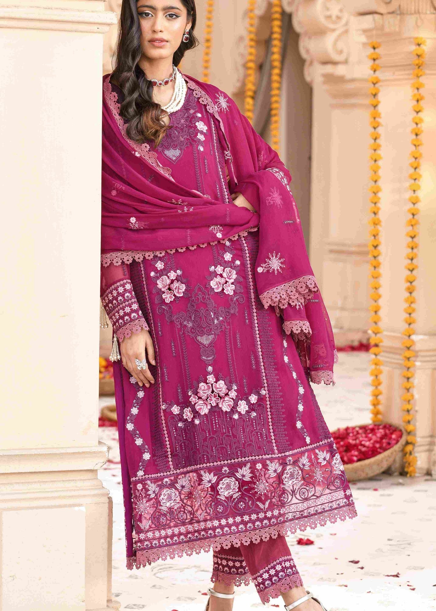 chiffon Unstitched in Magenta