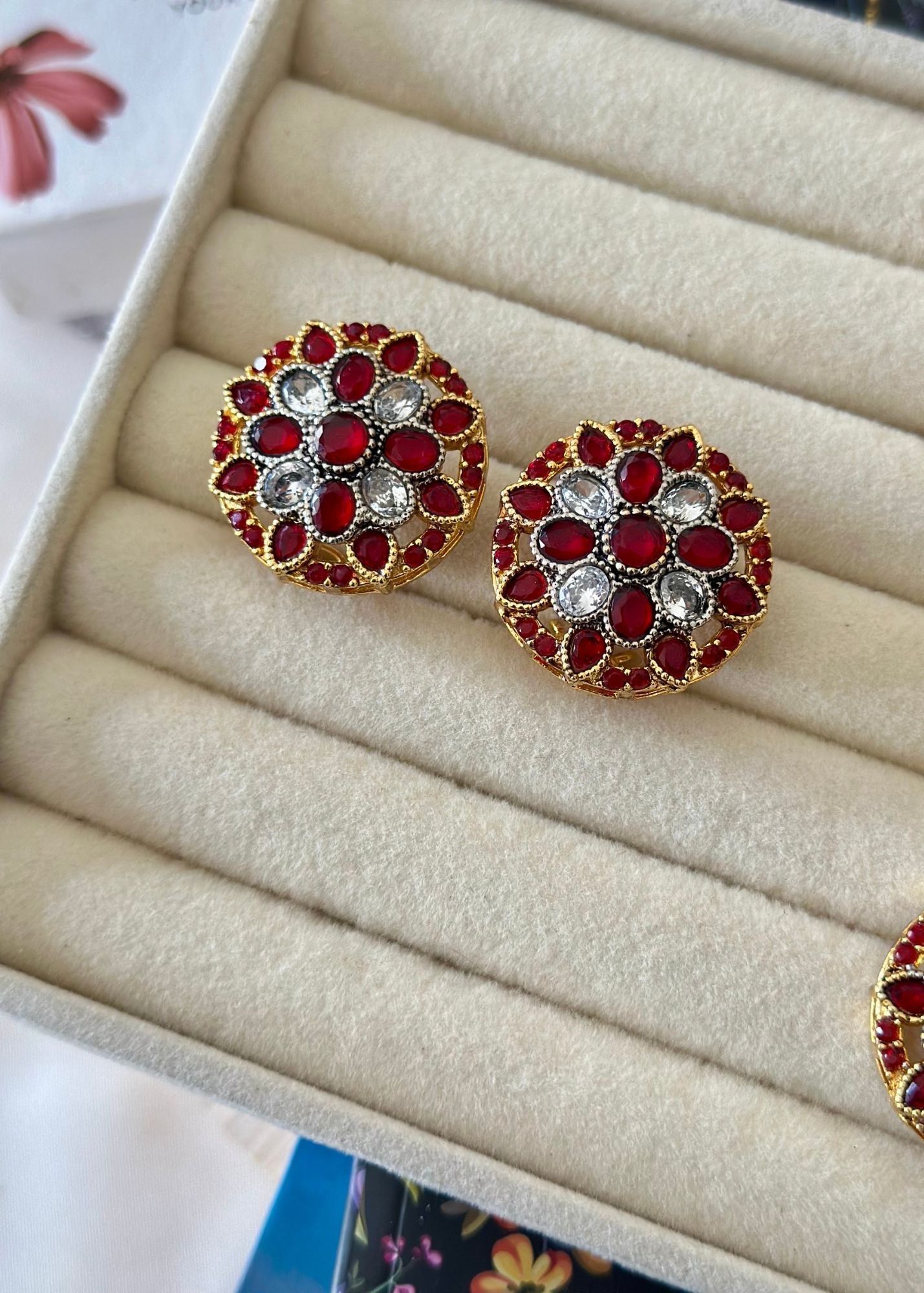 Jewelry Set in Ruby red Color by - Trendy Women Jewelry Set NMY2782