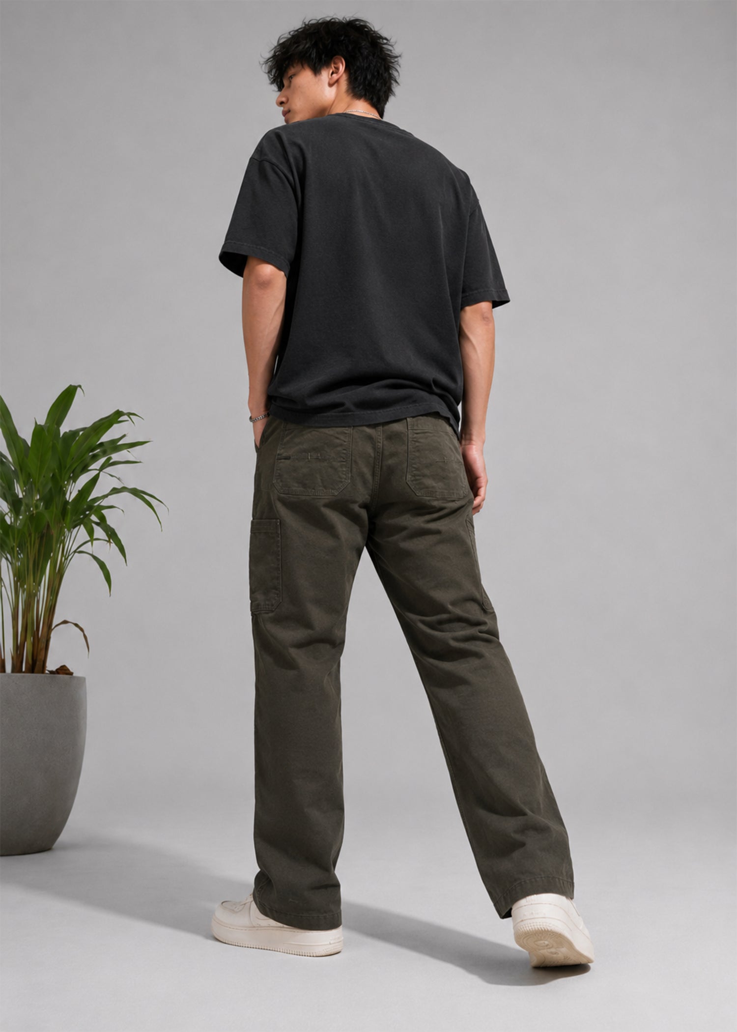 cotton Pants in Black olive