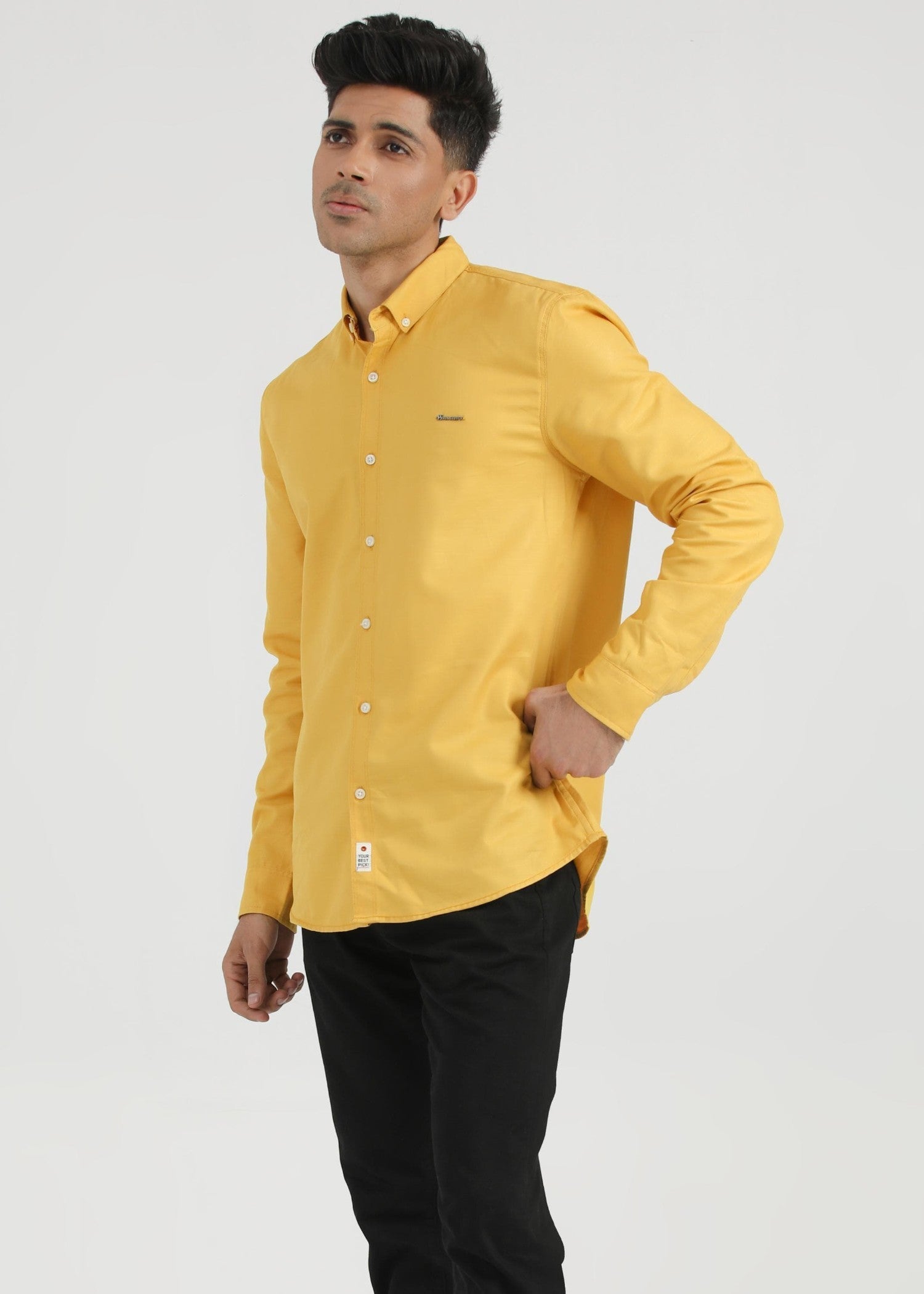 cotton linen Casual Shirt in Mustard
