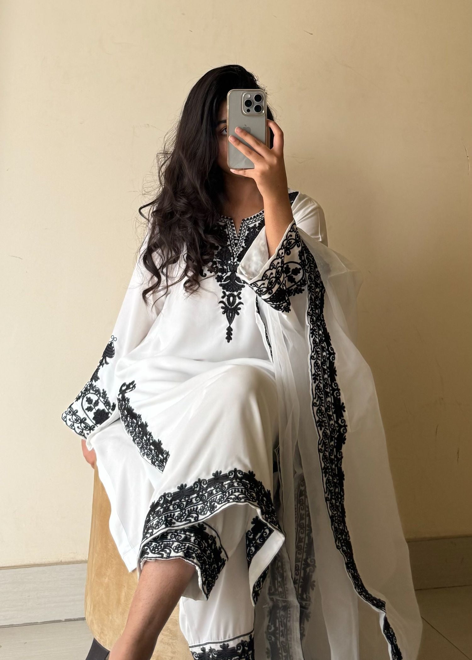 georgette Kurta Set in White