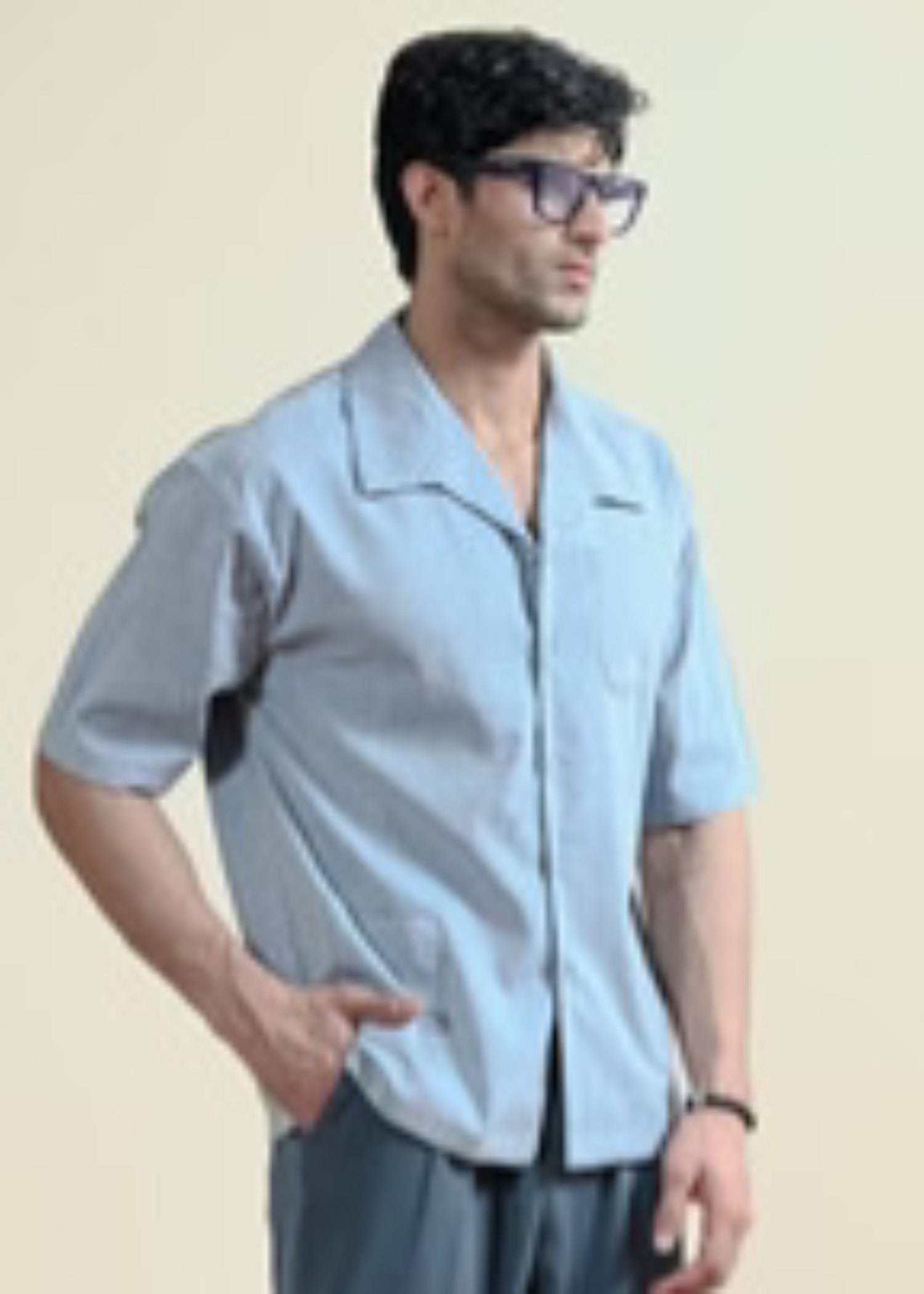 cotton Casual Shirt in Cool grey