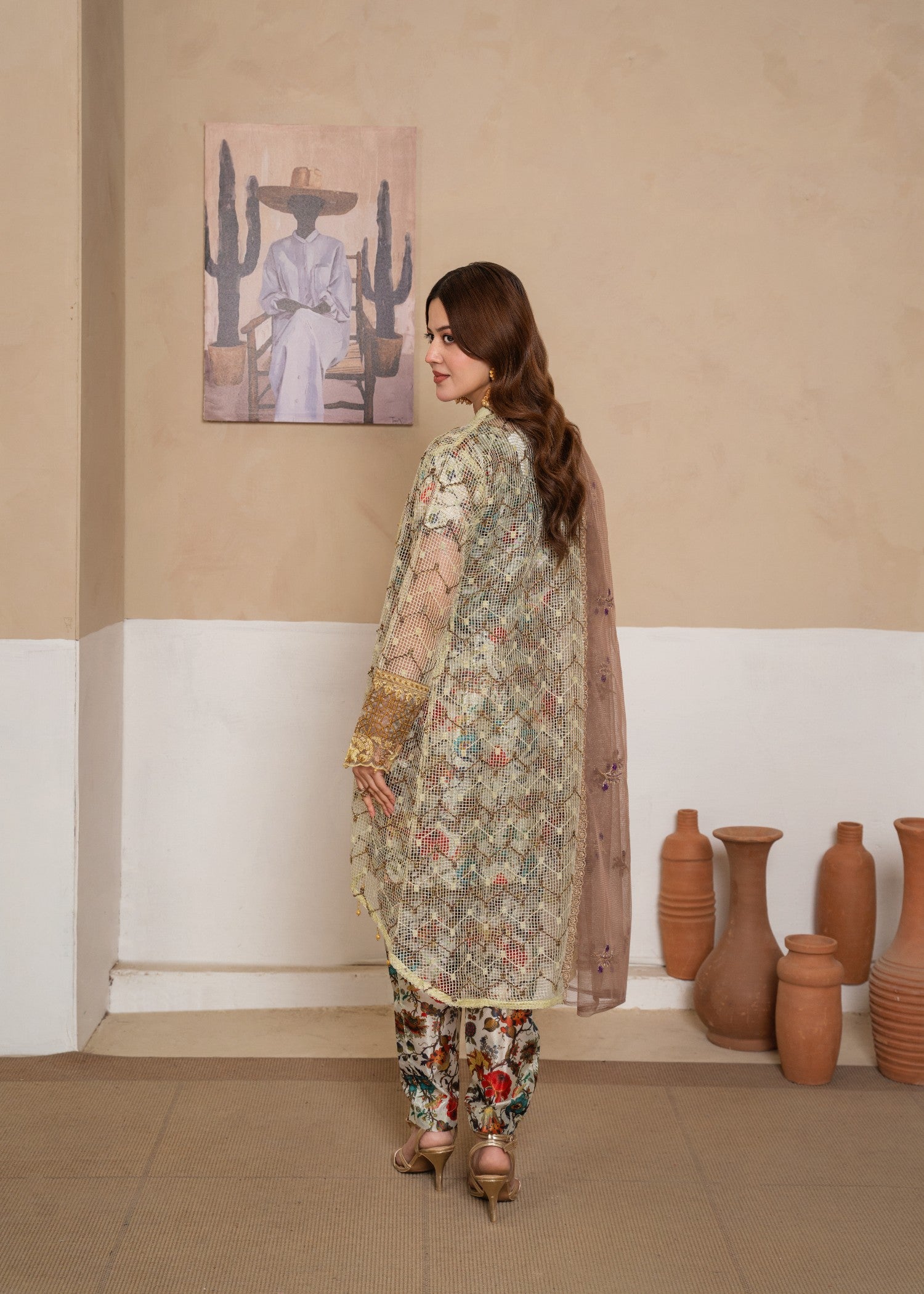 kattan silk Gown in Multi