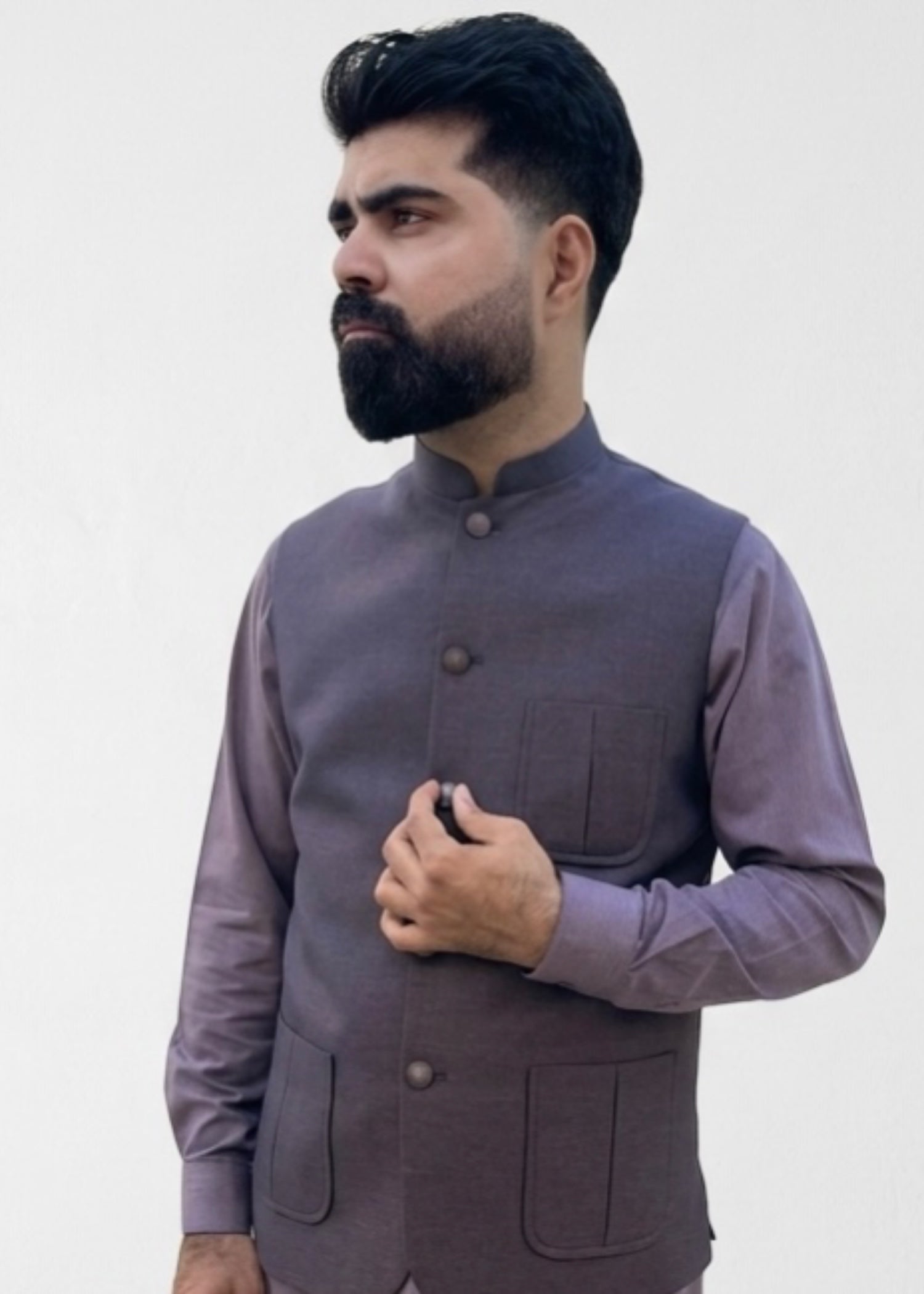 tropical Waistcoat in Dark grey by Bin Inam Legacy