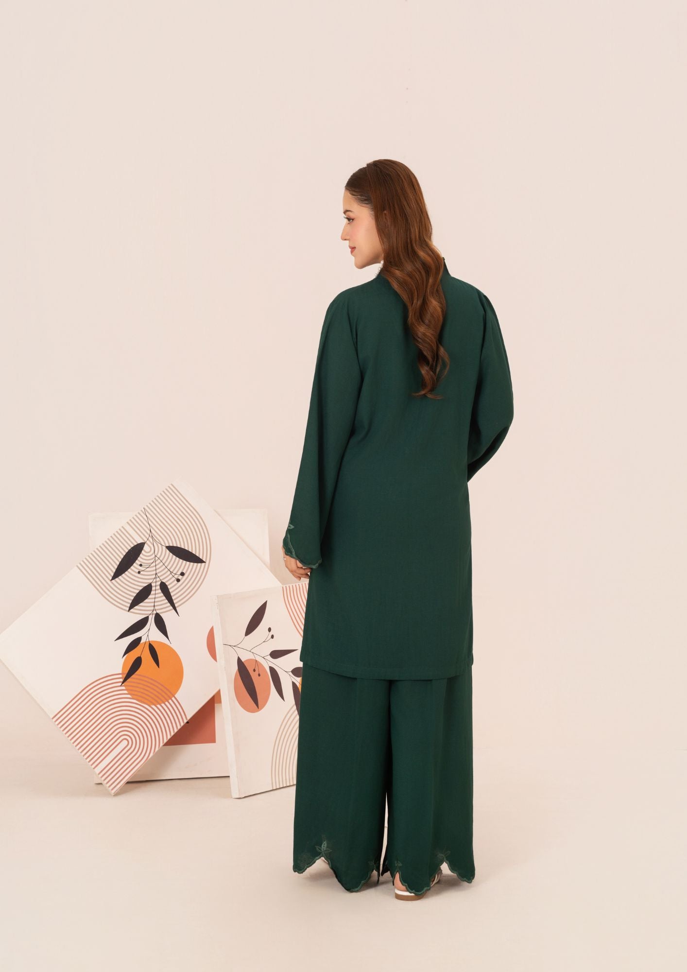 silk karandi Kurta Set in Bottle green