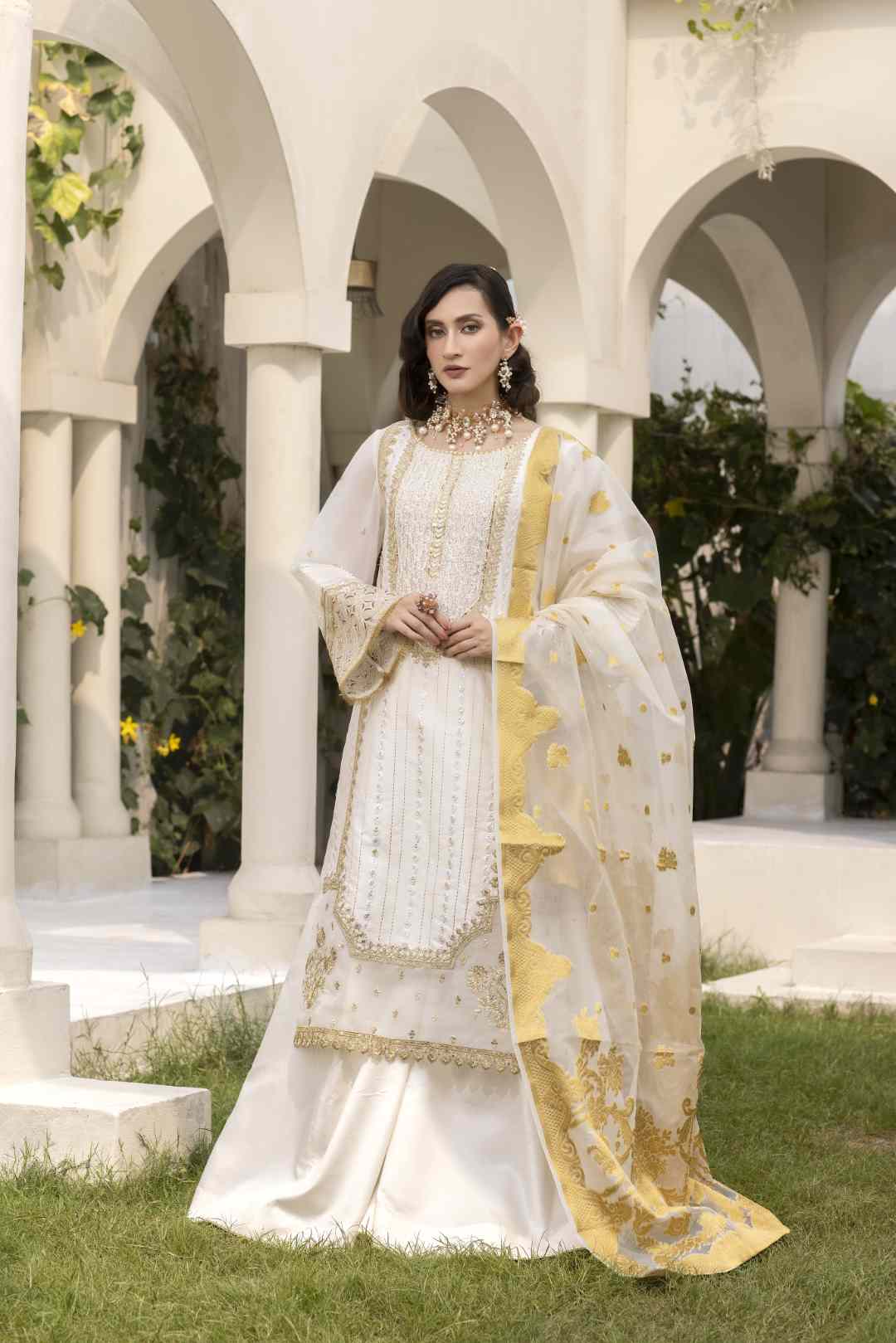 cotton satin Sharara in White