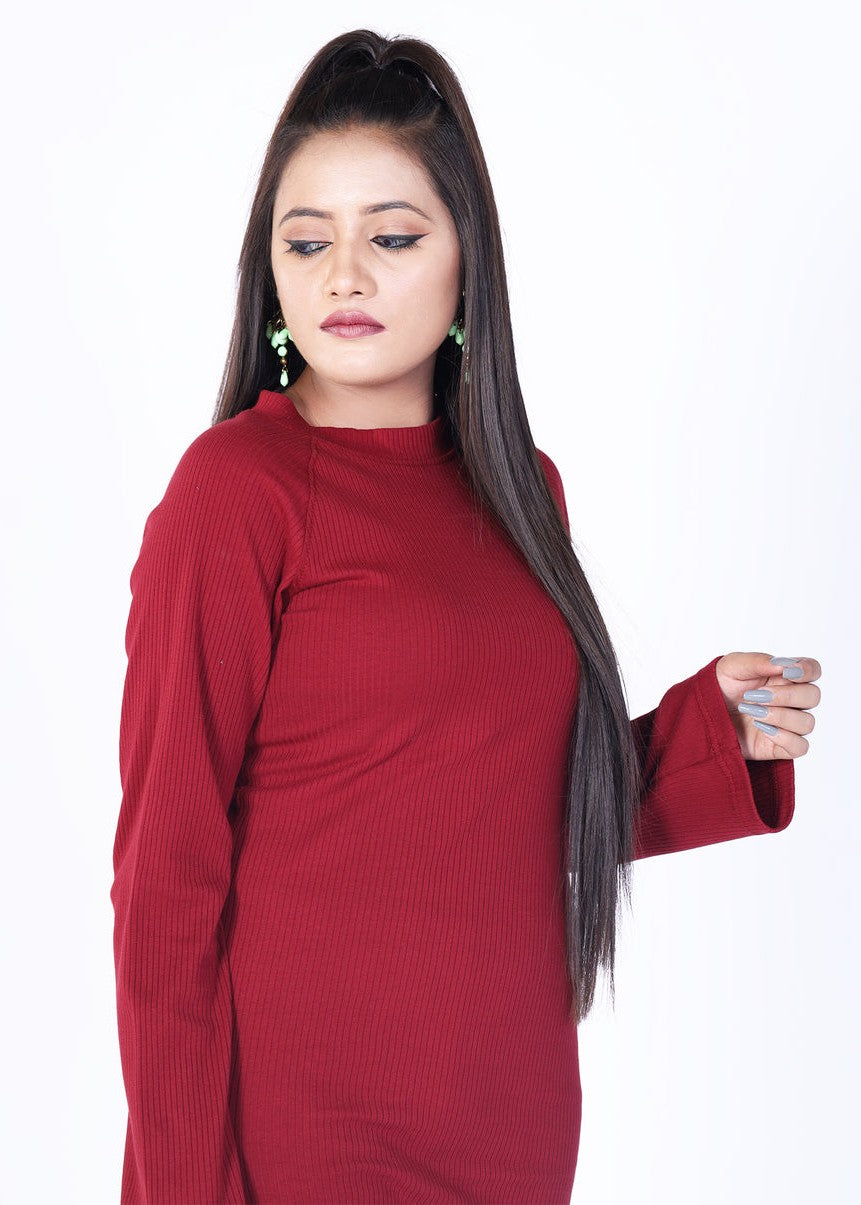 polyester Co Ord Sets in Maroon