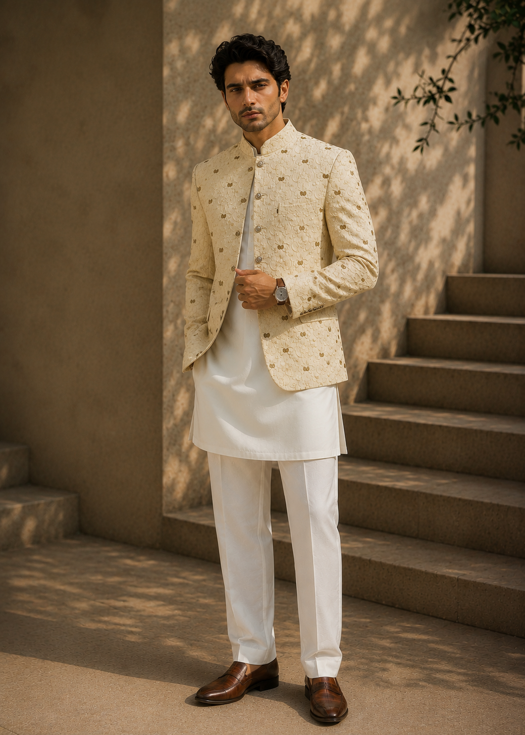 silk Prince Coat in Ivory, cream
