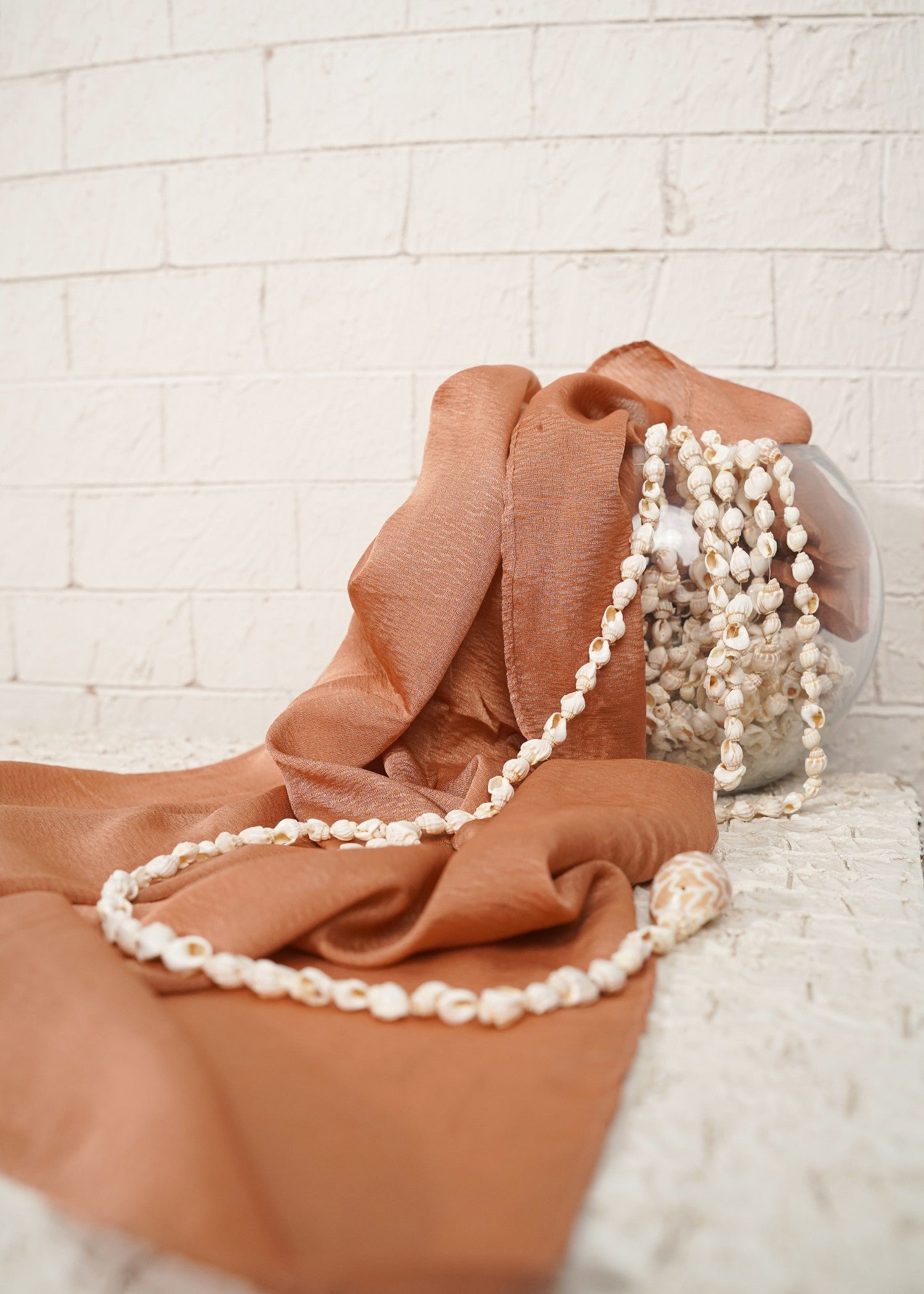 silk Hijab in Peach orange