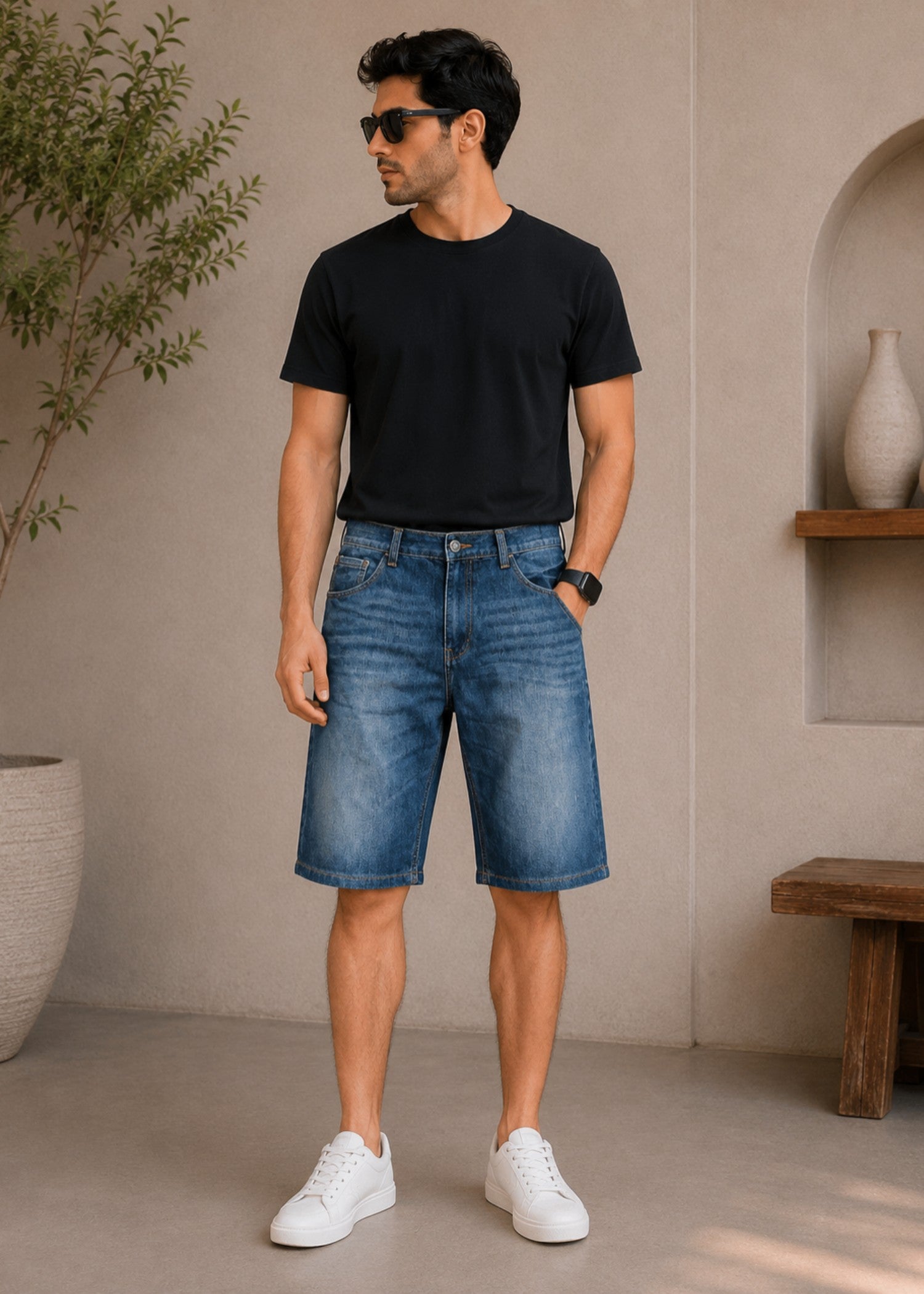 cotton Shorts in Sapphire blue by Bin Khalid