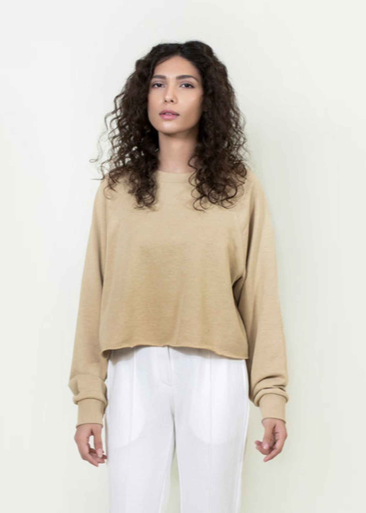 polycotton Sweatshirt in Khaki brown
