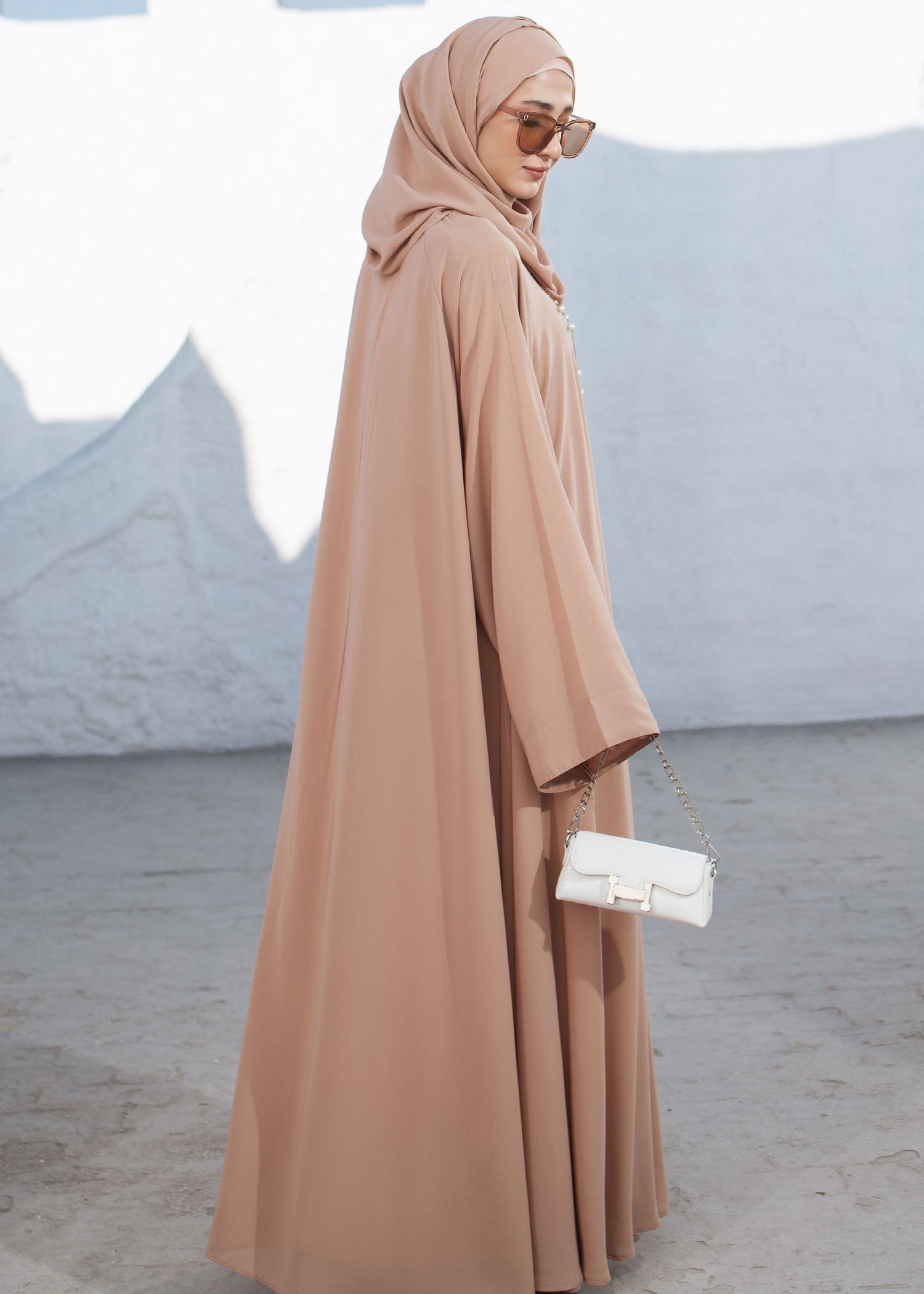 chiffon Abaya in Beige