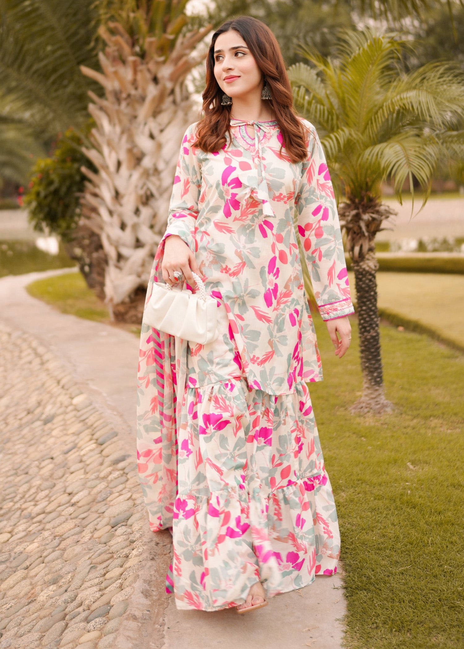 poly lawn Gharara in Multi