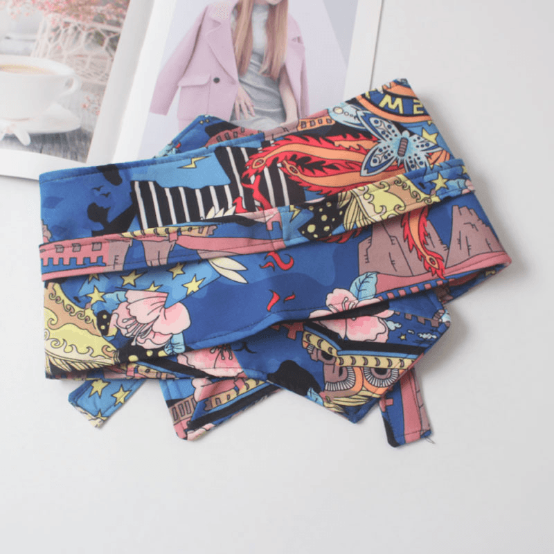 Painted Abstract Suit Material for Ladies with a Wide Waist Girdle