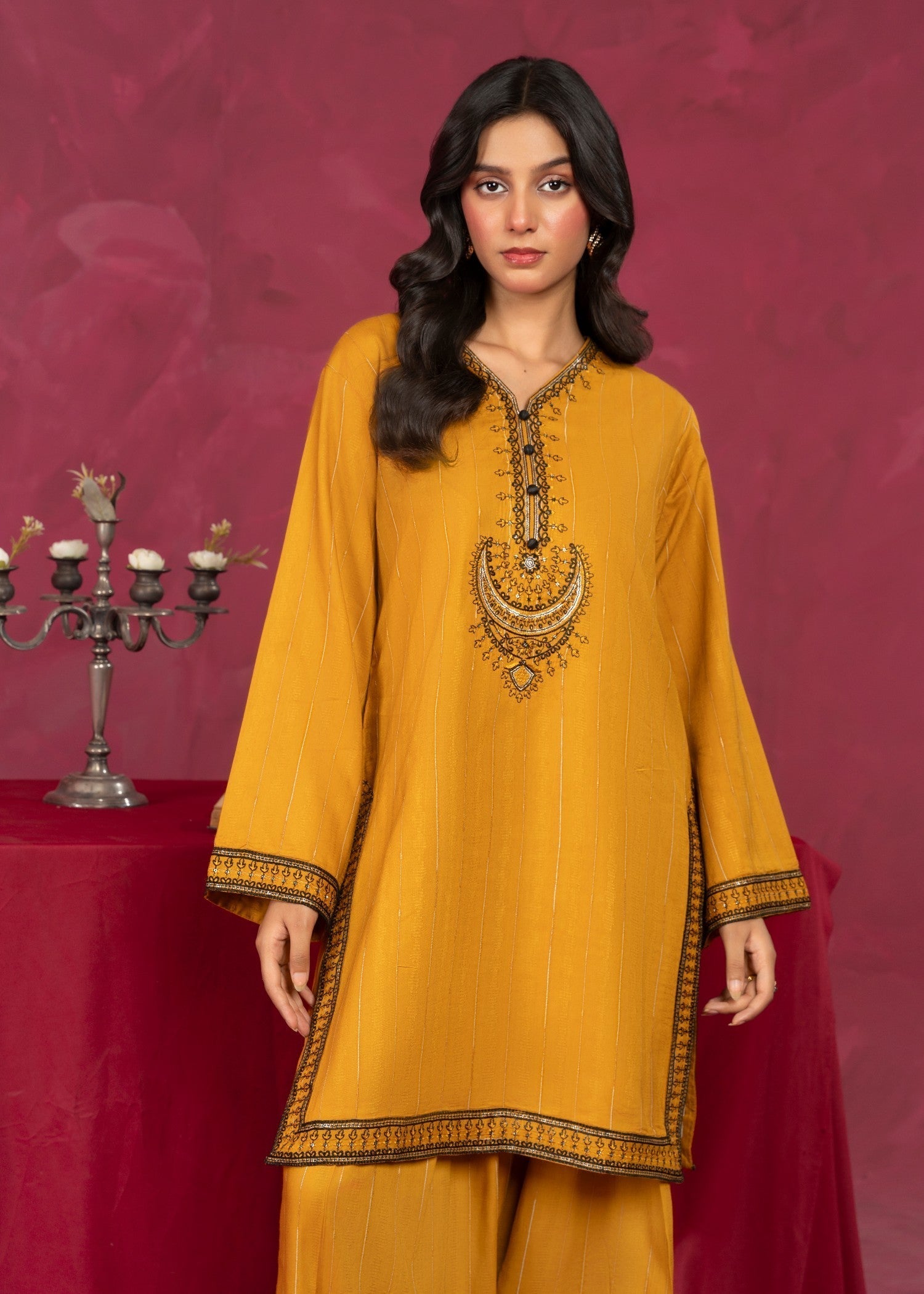 viscose Kurta Set in Mustard