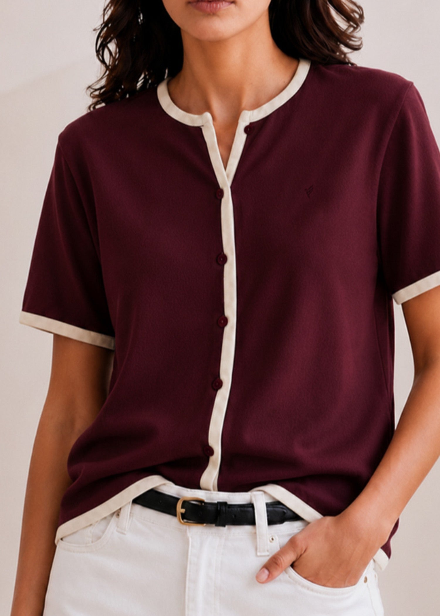 cotton Cardigan in Maroon