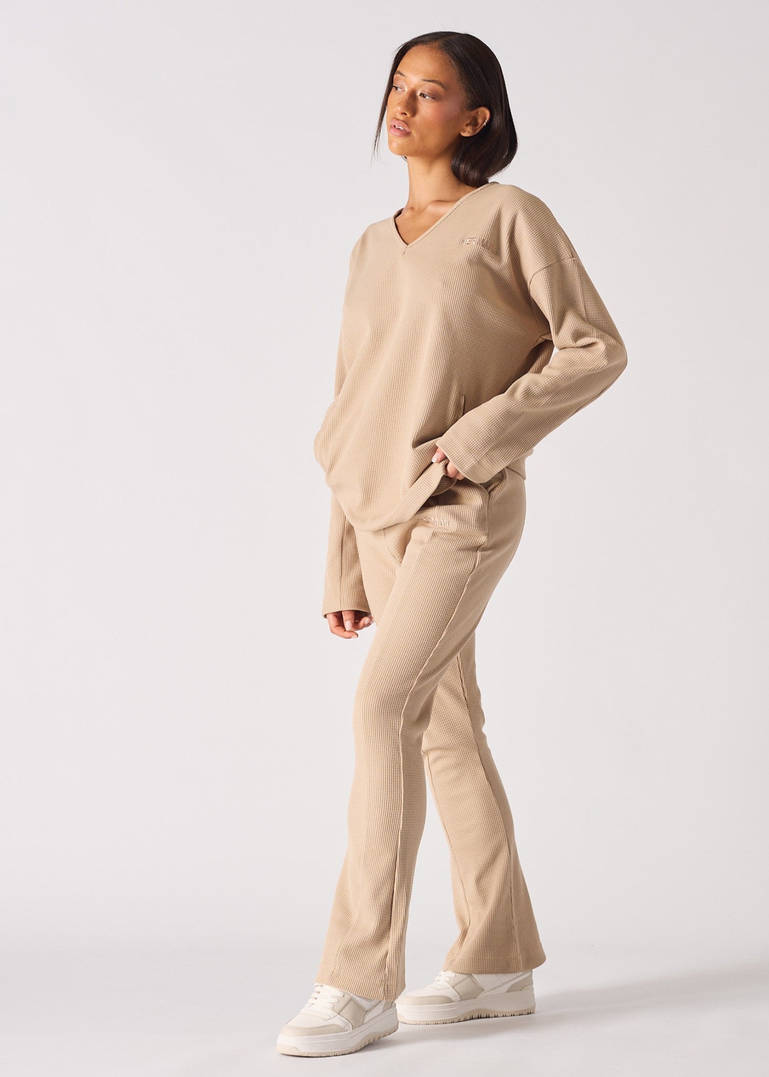 polyester Sweatshirt in Beige