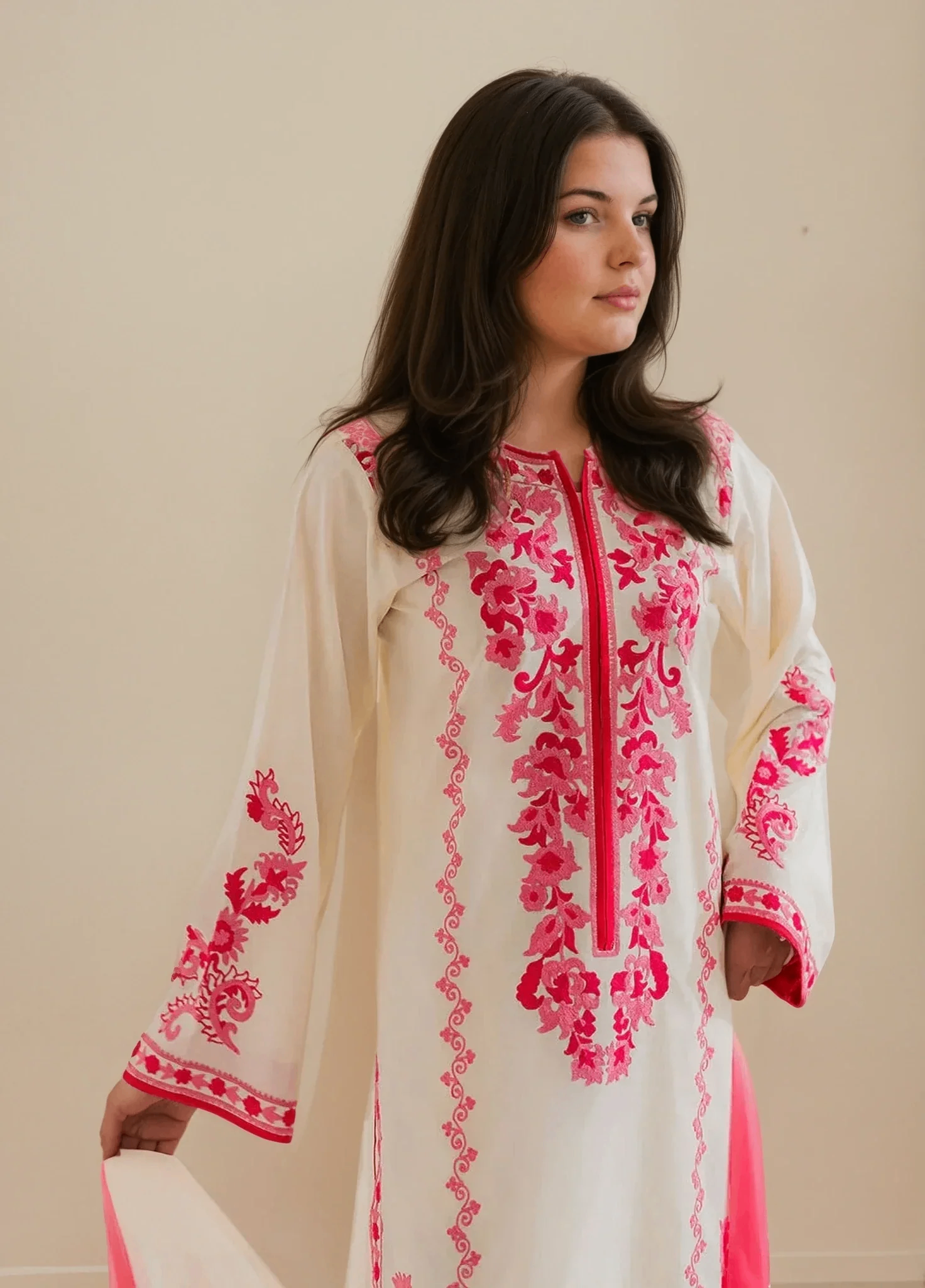 lawn cotton Kurta Set in Off-white