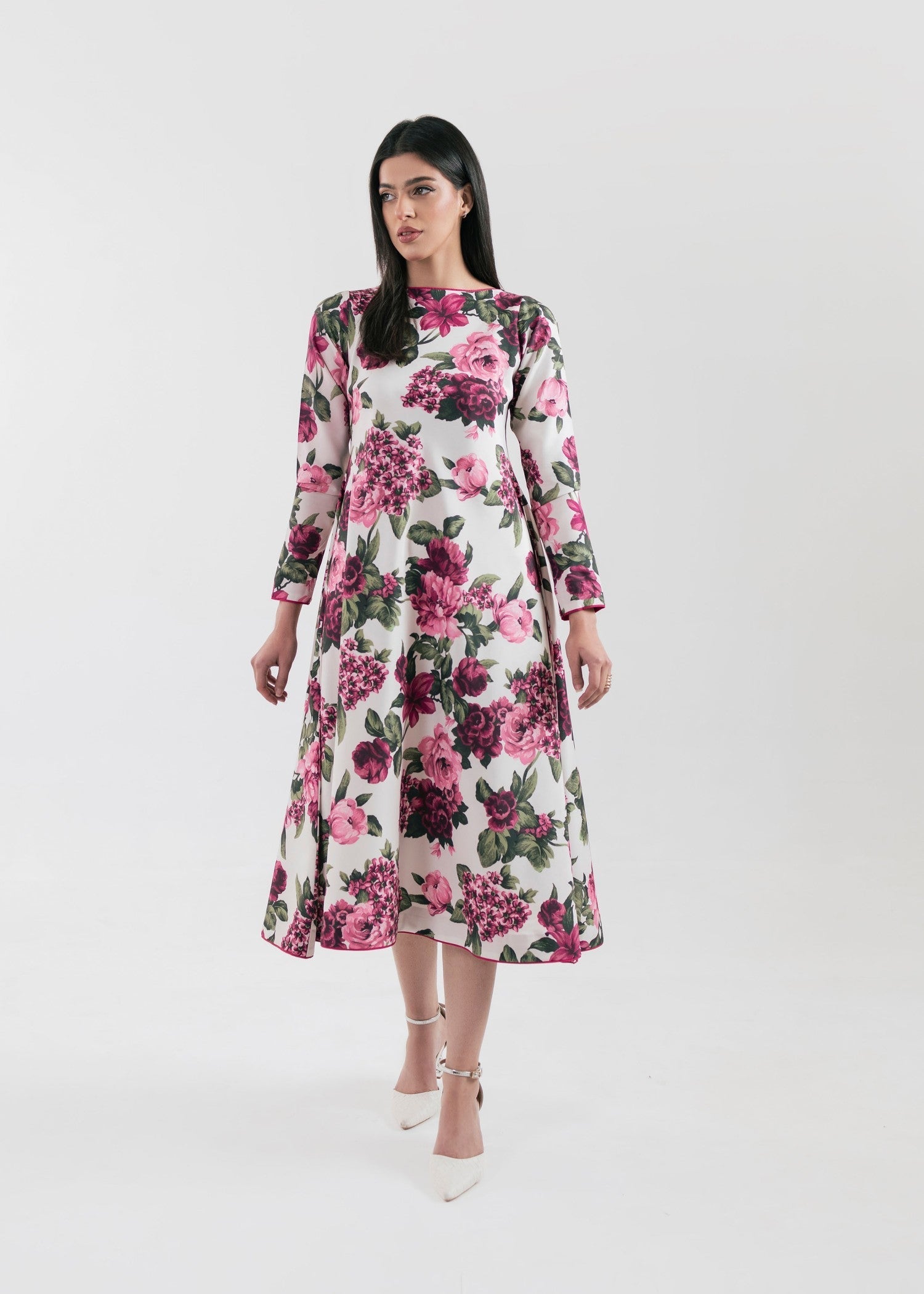 poly lawn Dress in White