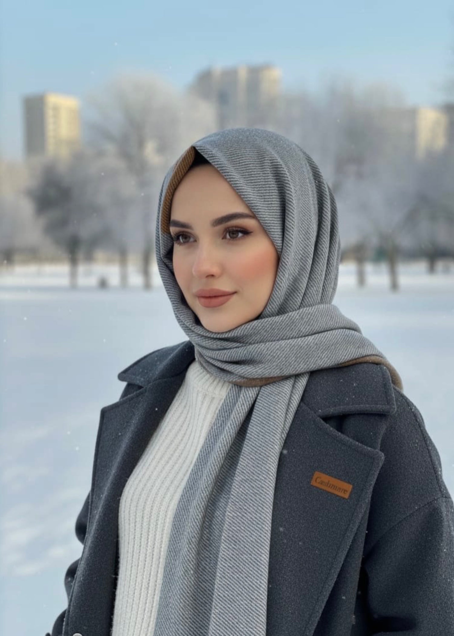wool Hijab in Charcoal