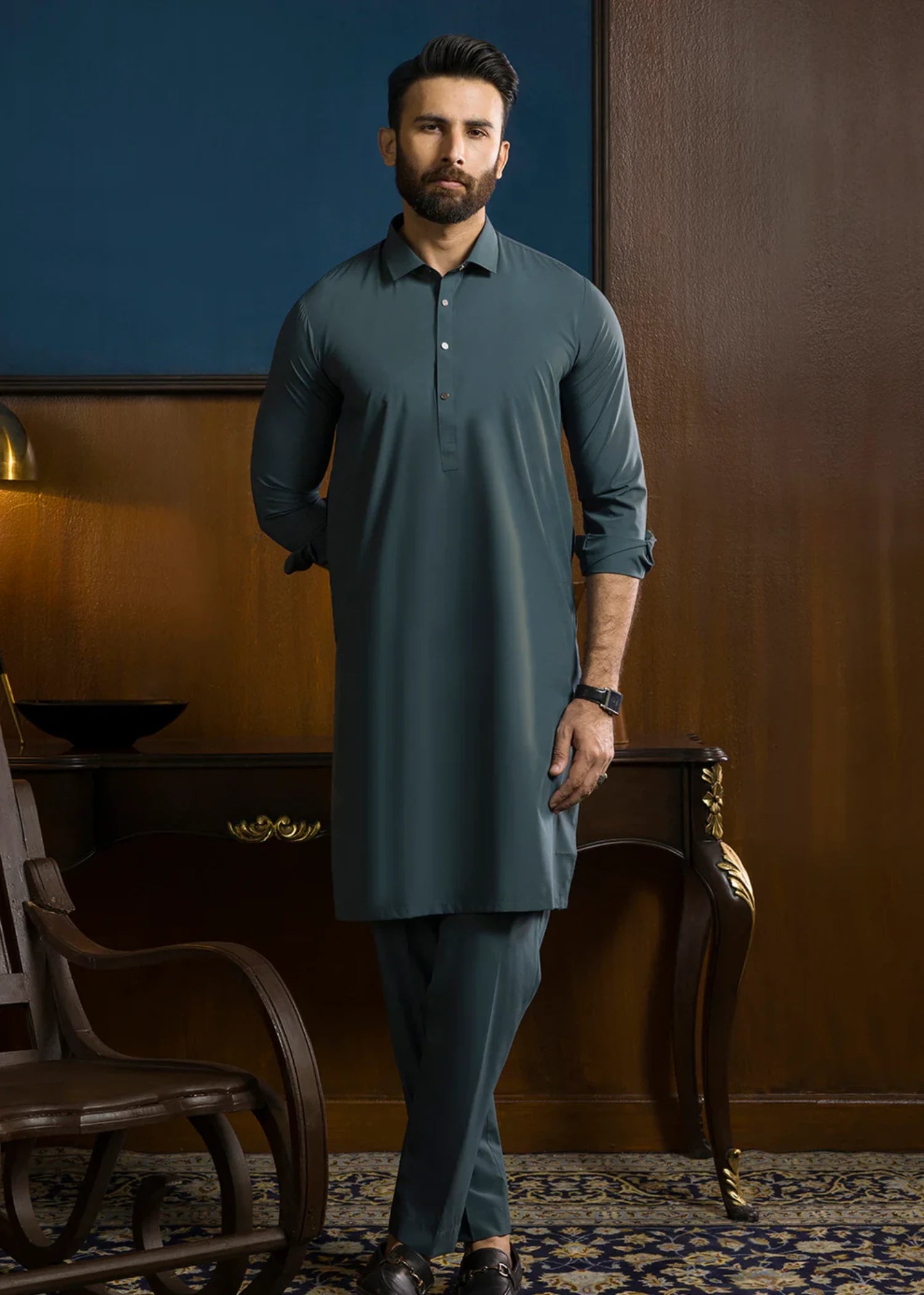 poly viscose Shalwar Kameez in Teal