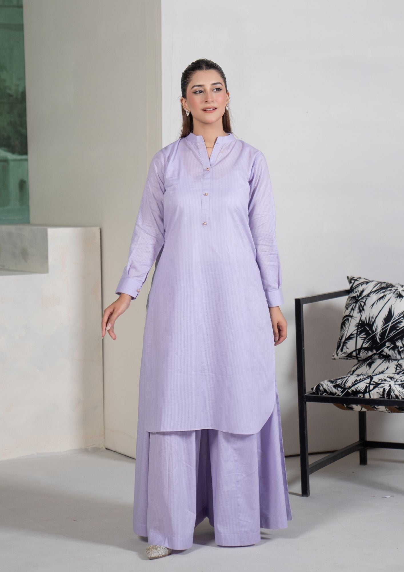 lawn cotton Co Ord Sets in Lilac