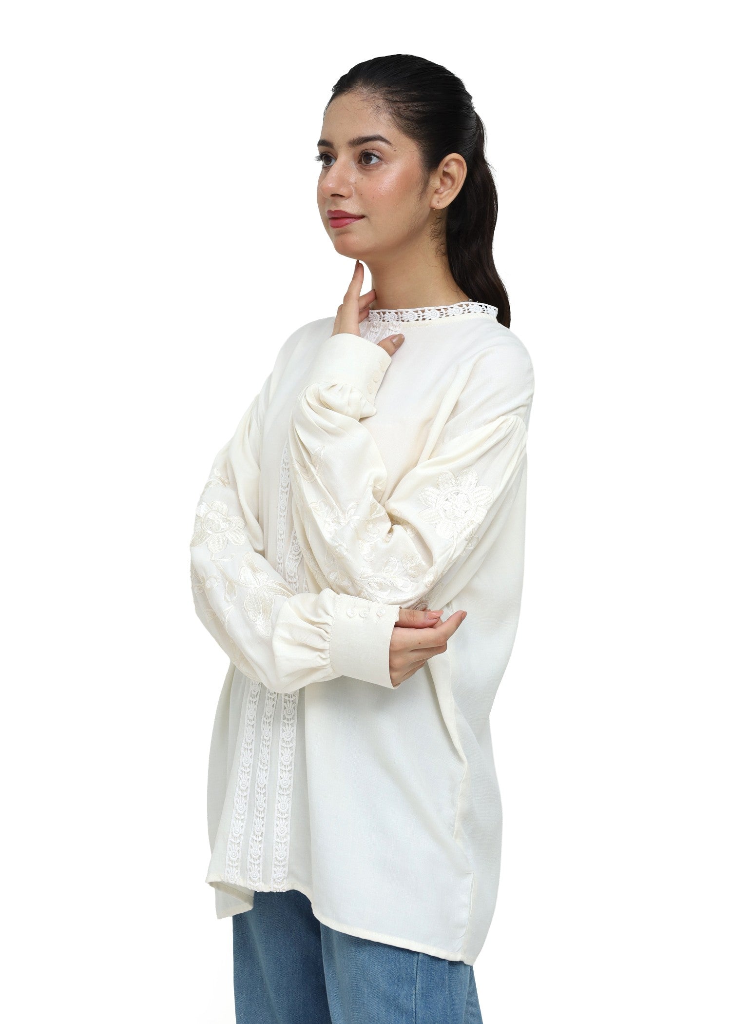cotton linen Top in Ivory
