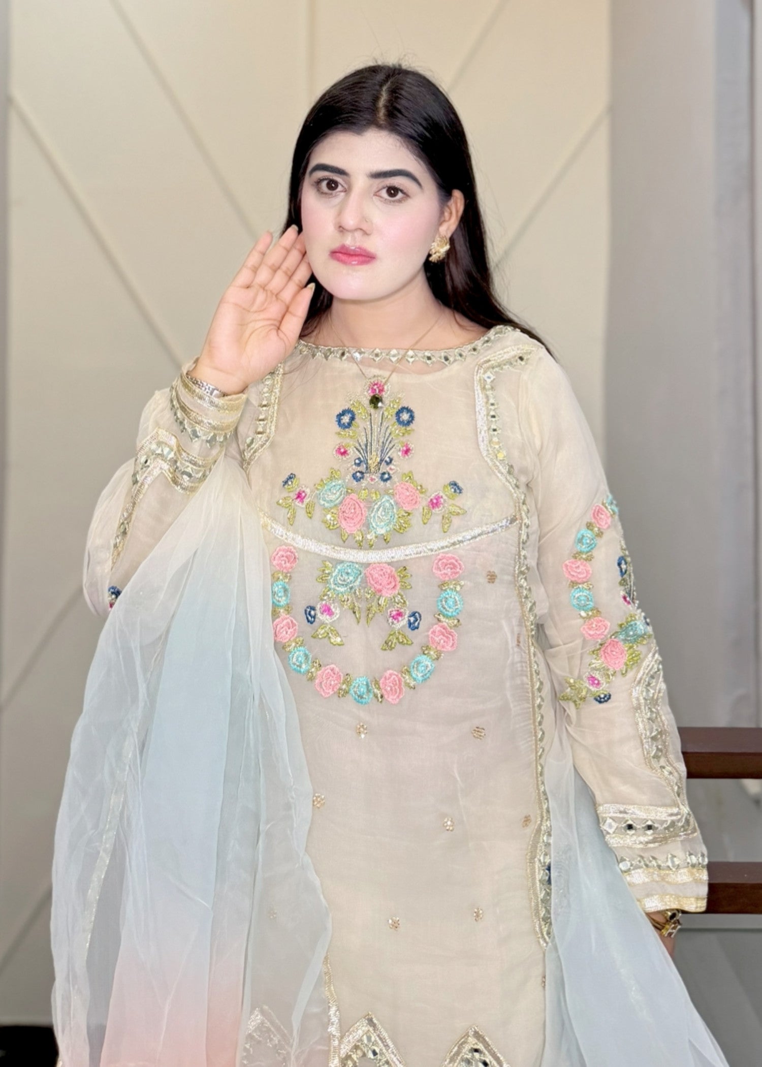organza Sharara in Snow