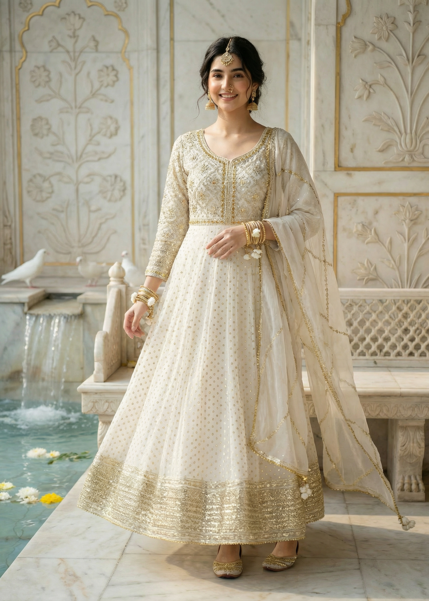chiffon Maxi in Pearl white