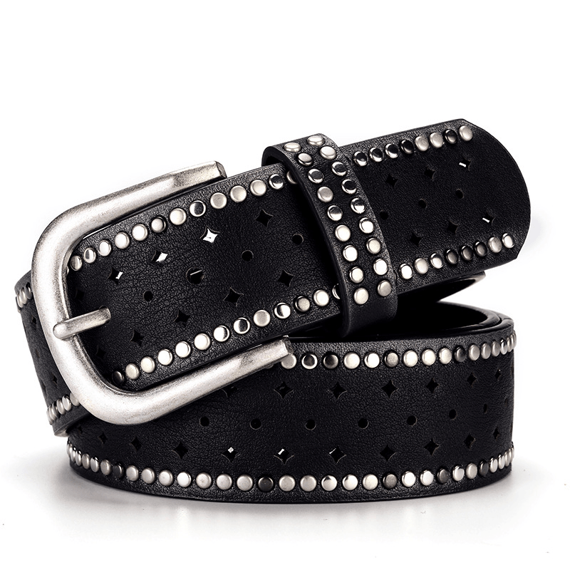 Rhinestone Rivet Alloy Pin Bucklea Fshion Casual with Jeans Belt