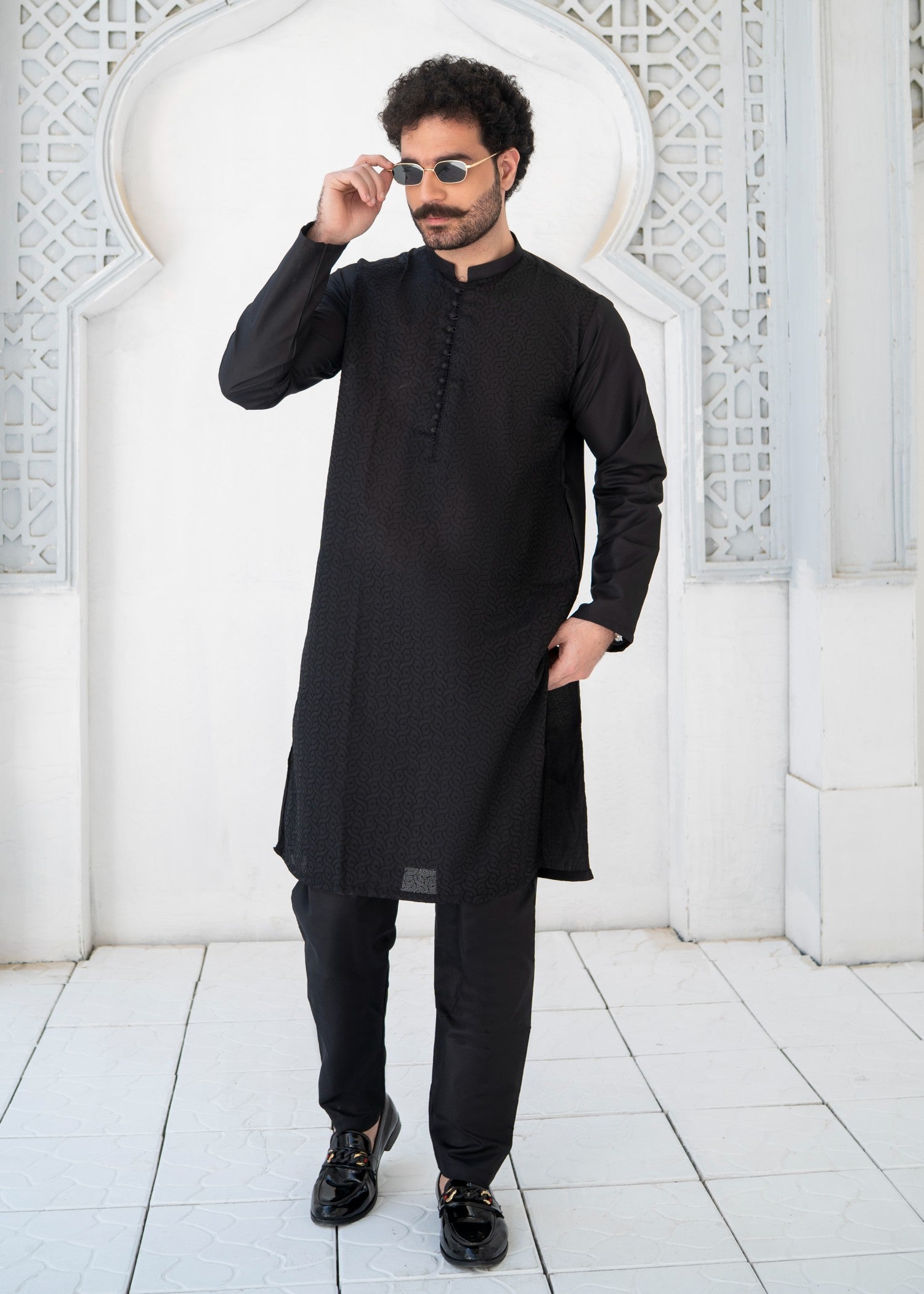 wash & wear Shalwar Kameez in Black by Dress Club