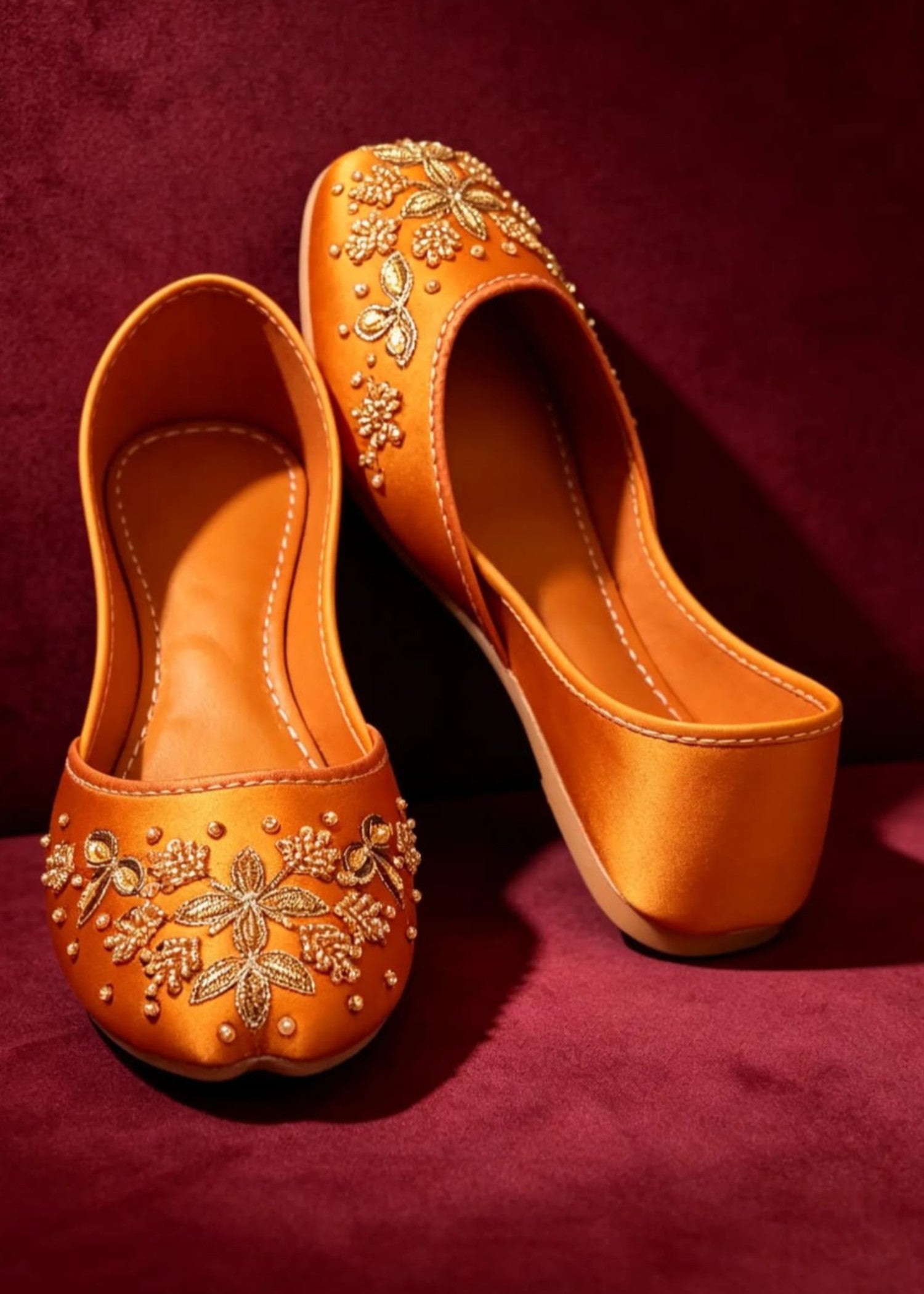 Khussa in Sunrise orange by - High Quality Women Khussa DOI1585