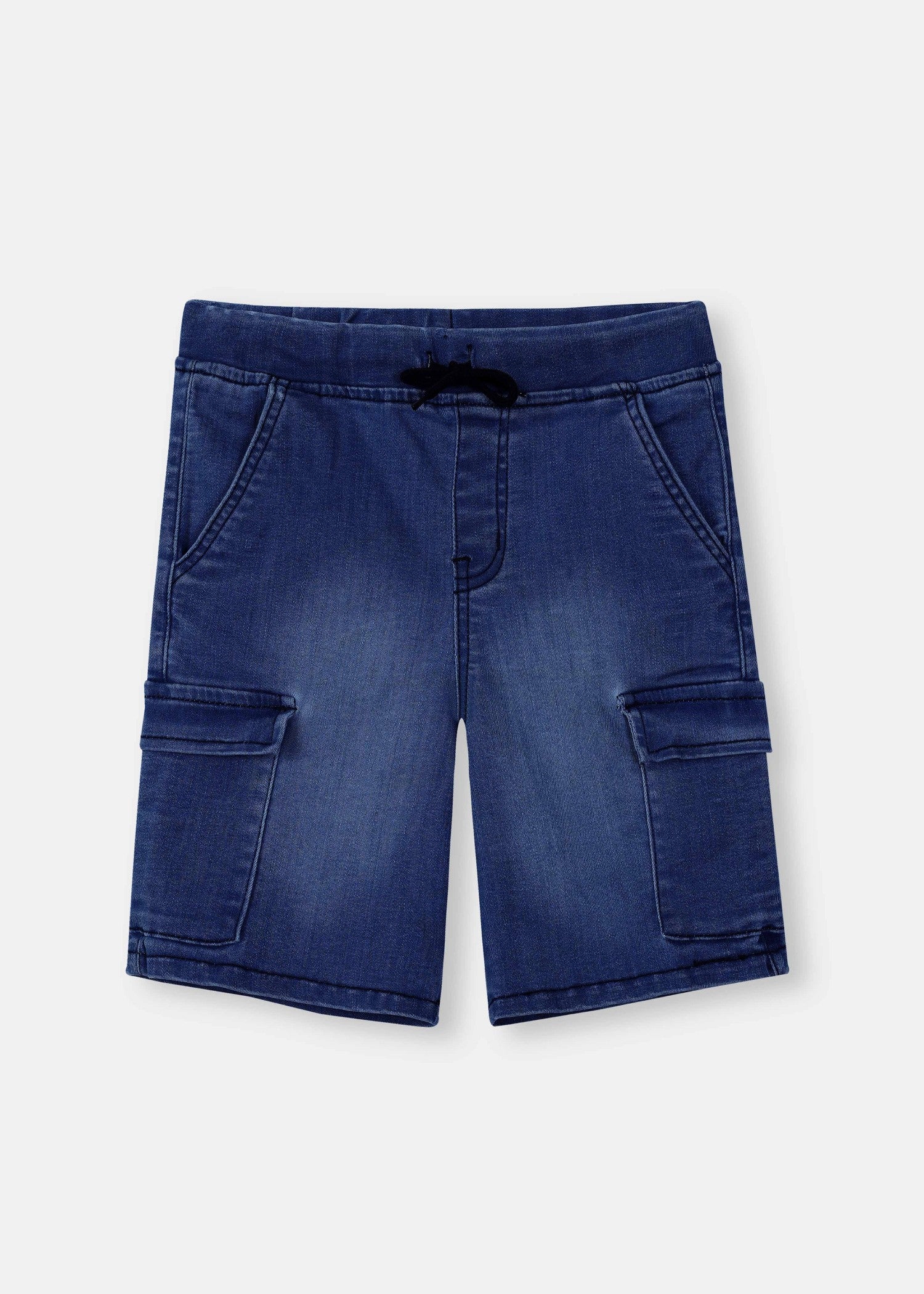 stretch denim Shorts in Dark blue