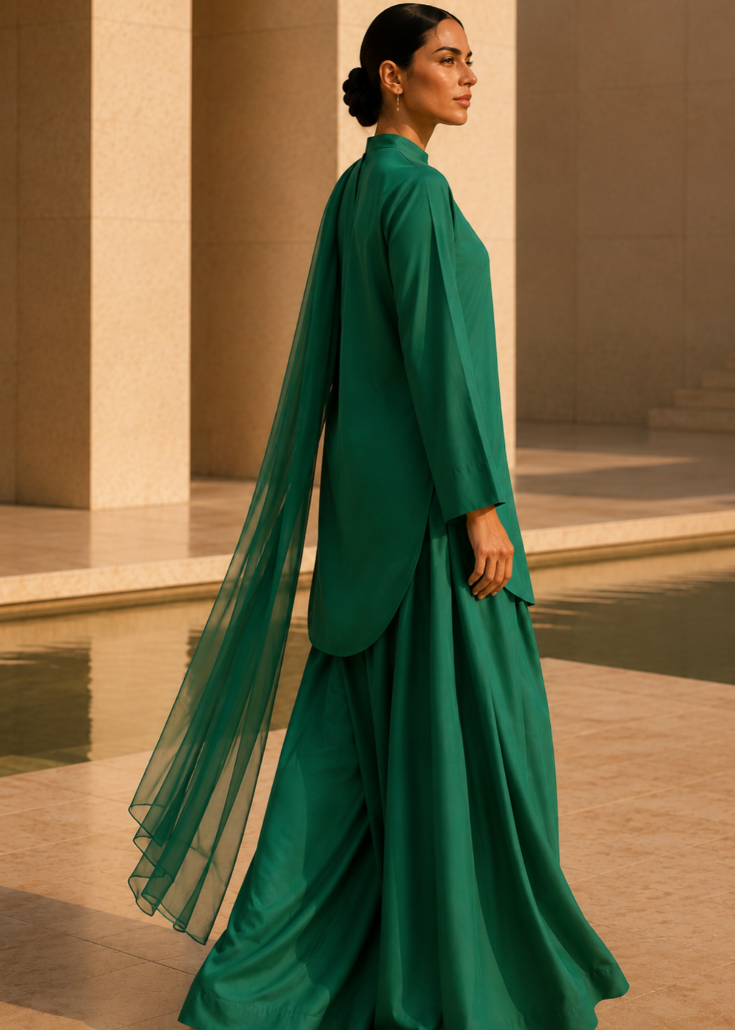 pure cotton Kurta Set in Emerald green