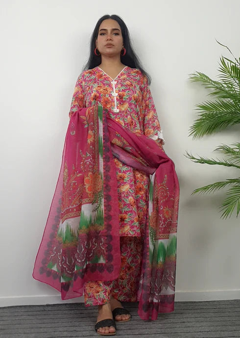 lawn Kurta Set in Lollipop pink