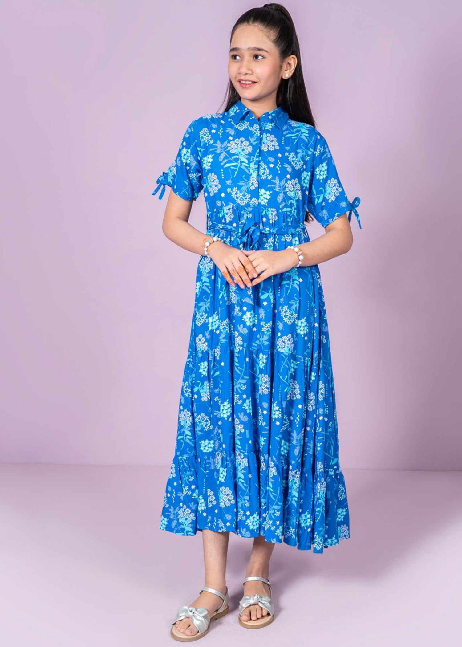 linen Frock in Royal blue
