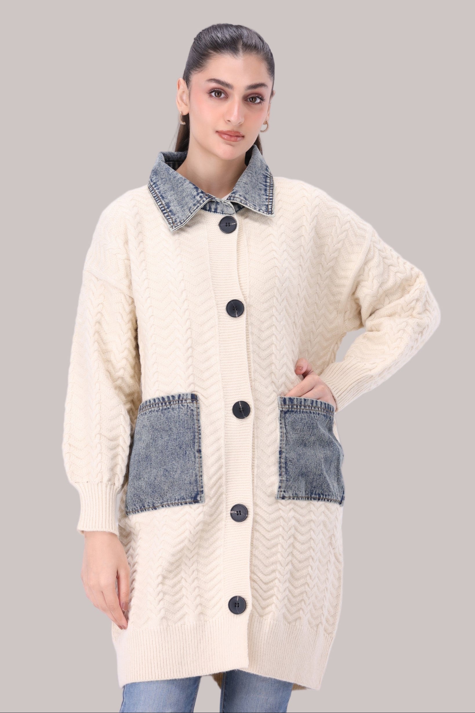 wool Cardigan in White