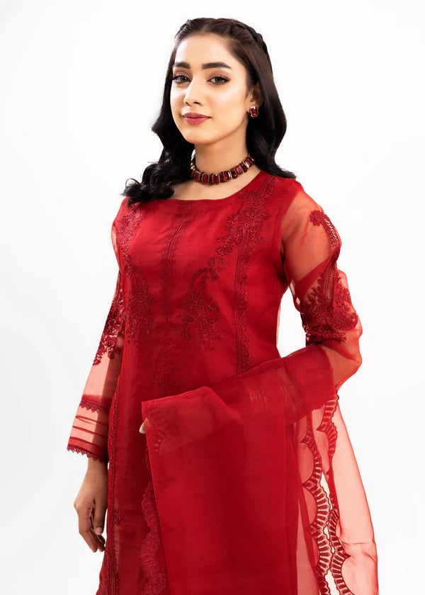 poly organza Kurta Set in Cherry red