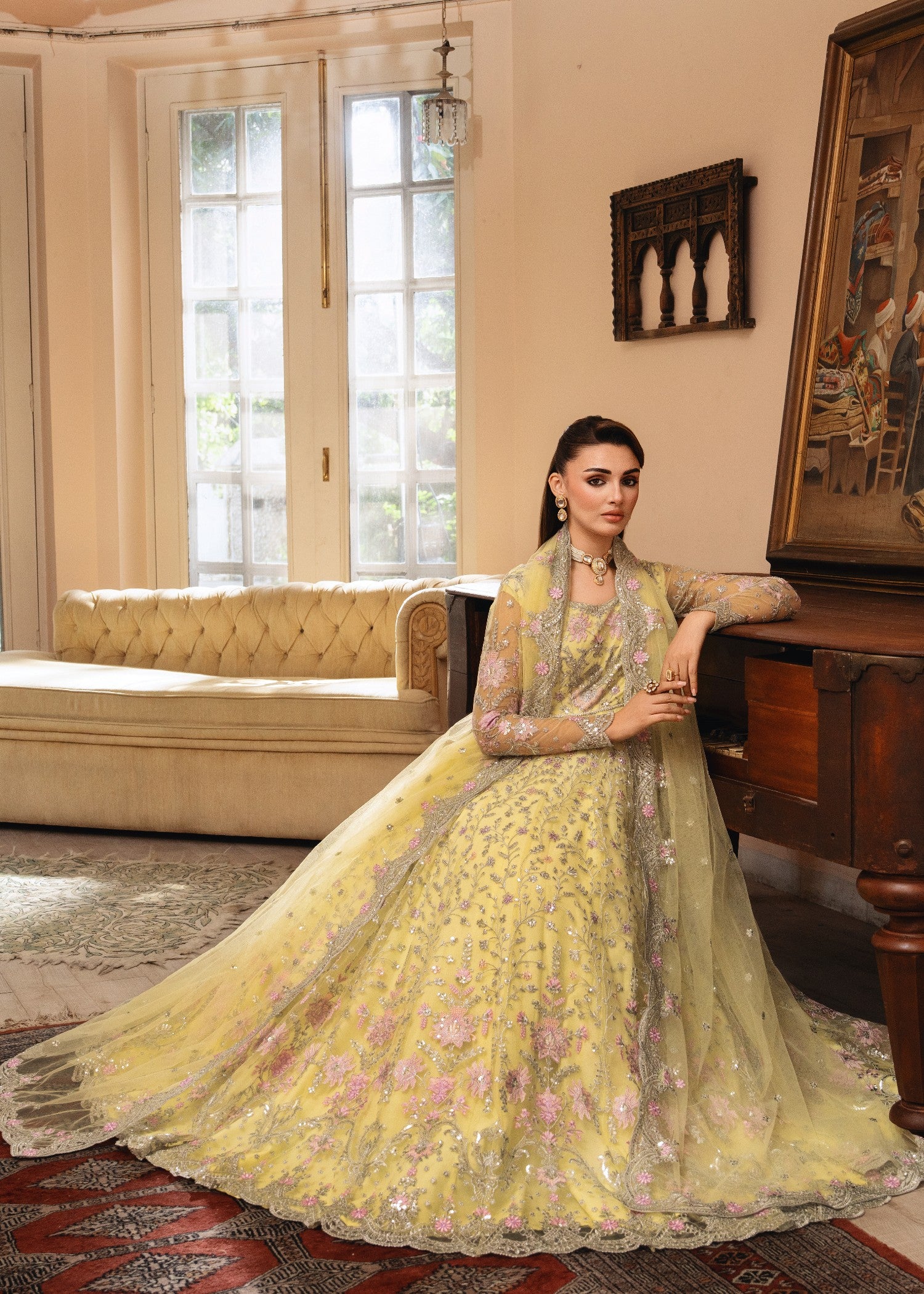 net Pishwas in Light yellow
